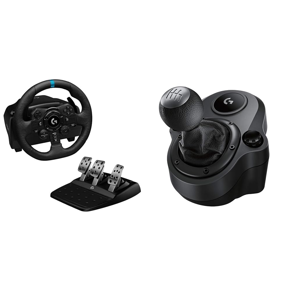 Kit Volante Logitech G923 para PS5, PS4 e PC + Câmbio Logitech G Driving Force