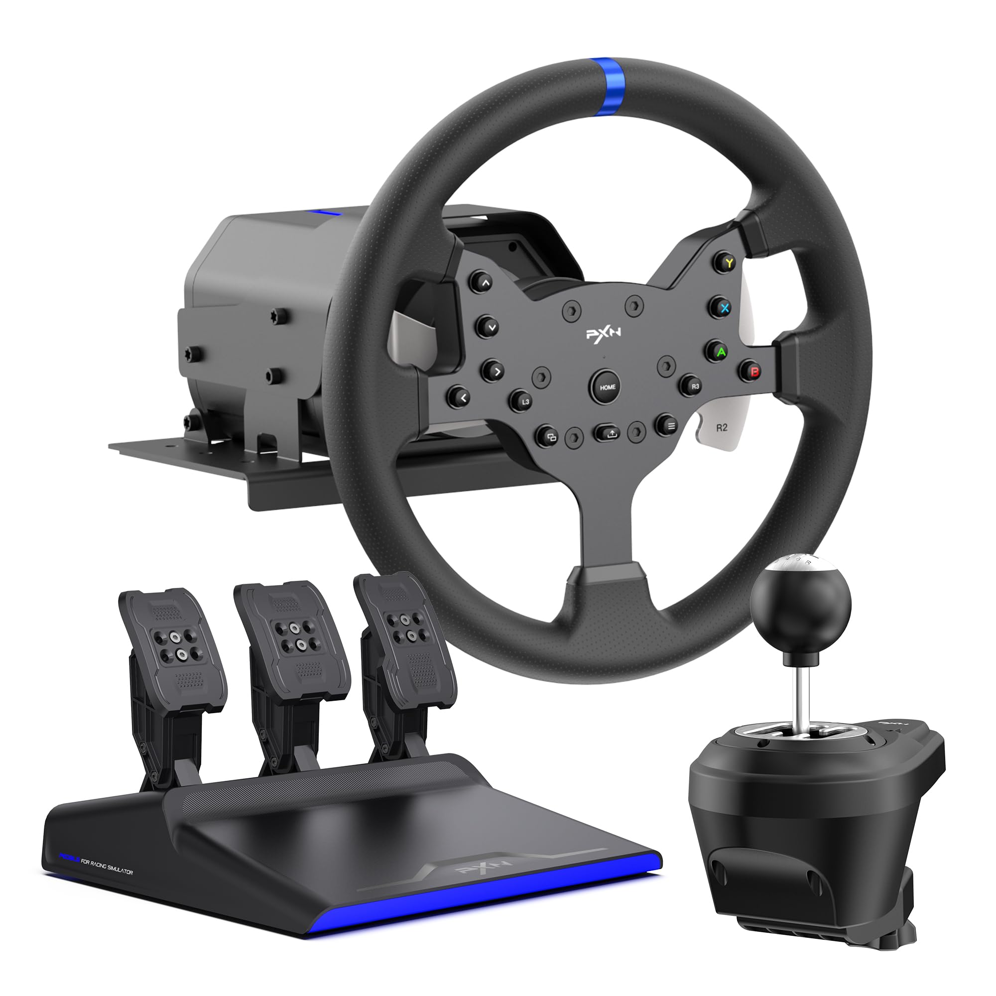 PXN V99 3.2Nm Force Feedback Gaming Steering Wheel | 270-900 graus, 30 cm, Hall 3 pedais, H Shifter - Sim Racing Wheel para PC, PS4, Xbox One, Xbox Series X|S
