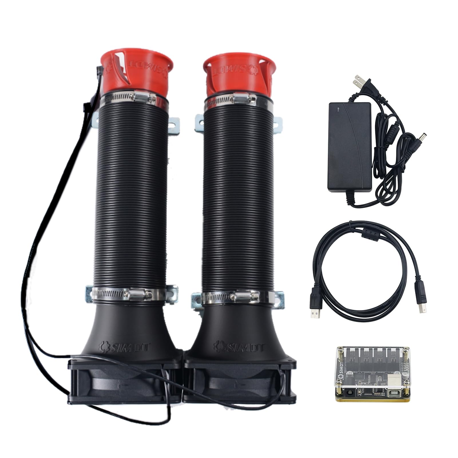 Obokidlyamor 2PCS Upgraded Turbine II Intake Pipe Wind Sense Simulator Wind Speed Change on Steering Wheel of Racing Game PC USB for Logitech/Thrustmaster/fanatec G923 G920 G29 Intake Pipe (Red-1)