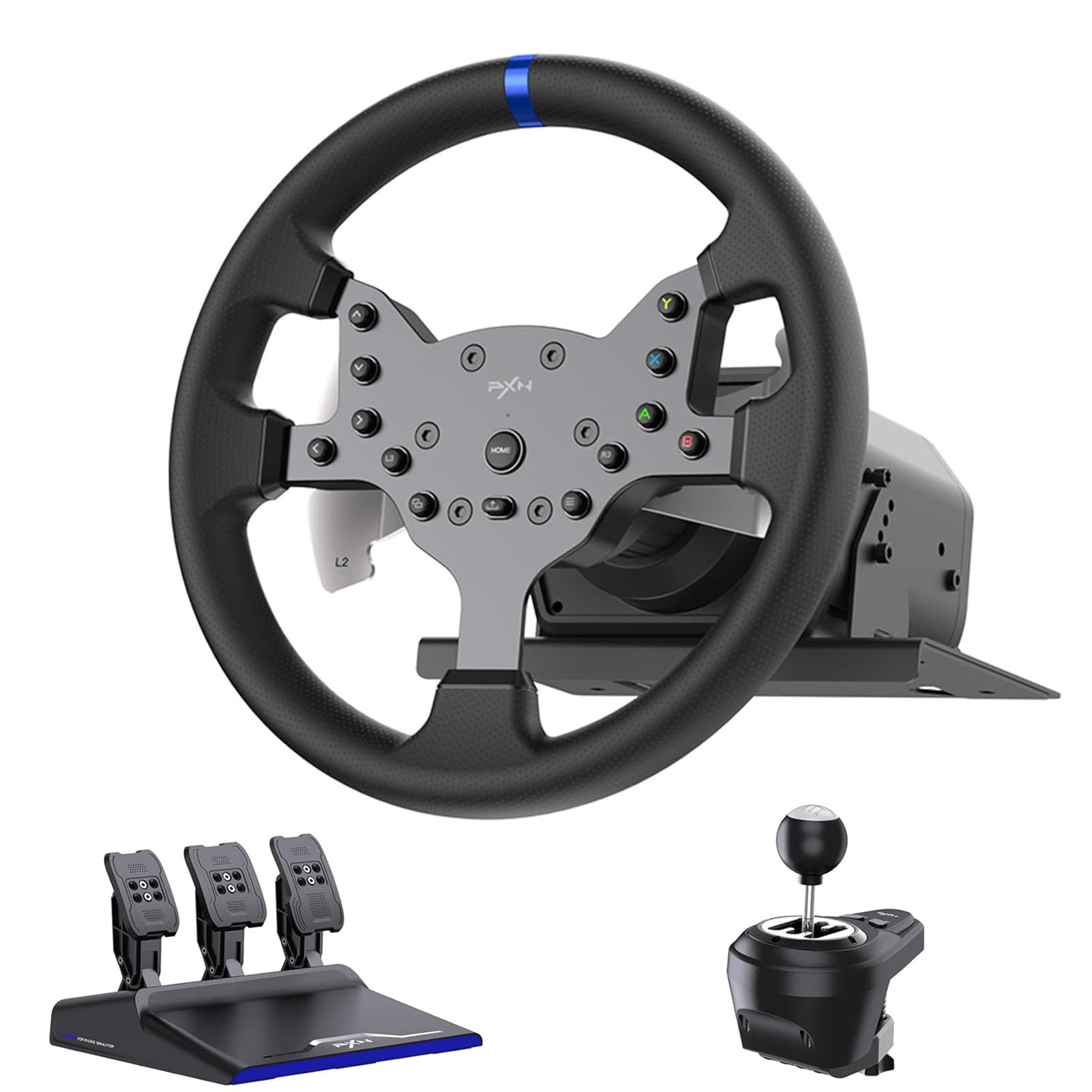 PXN V99 Force Feedback PC Racing Wheel Detachable Gaming Sim Steering Wheel | Volante de PC 270/900° com pedais e câmbio, simulador de volante de corrida para Windows PC/PS4/Xbox One/Xbox Series X/S