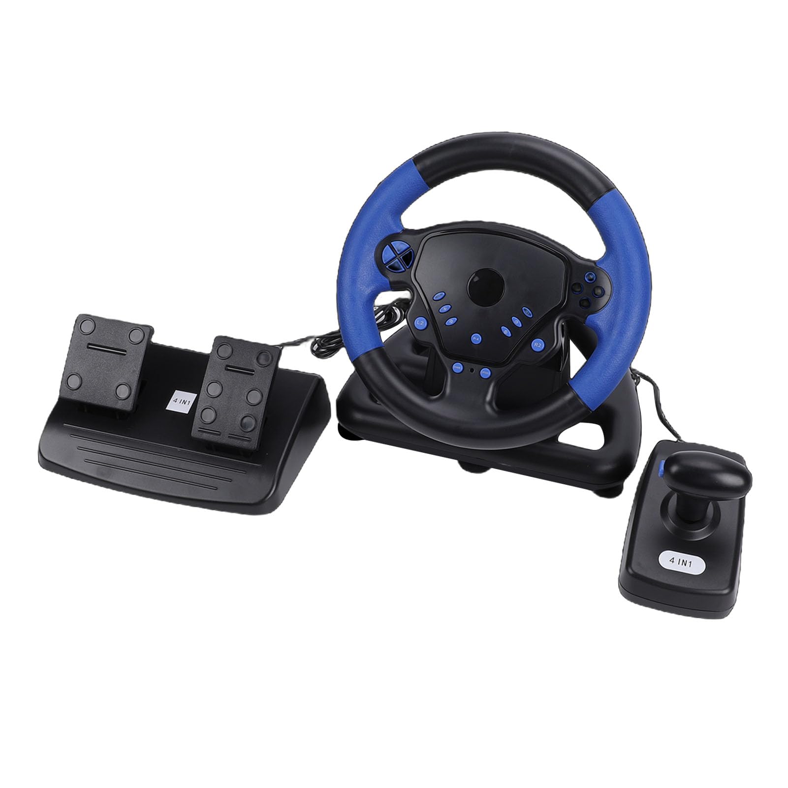 ASHATA Conjunto de Volante e Pedal de Corrida, Volante para Jogos 4 Em 1 Driving Force Feedback Suporte para Giro de 135 Graus para Android Suporte para IOS PC