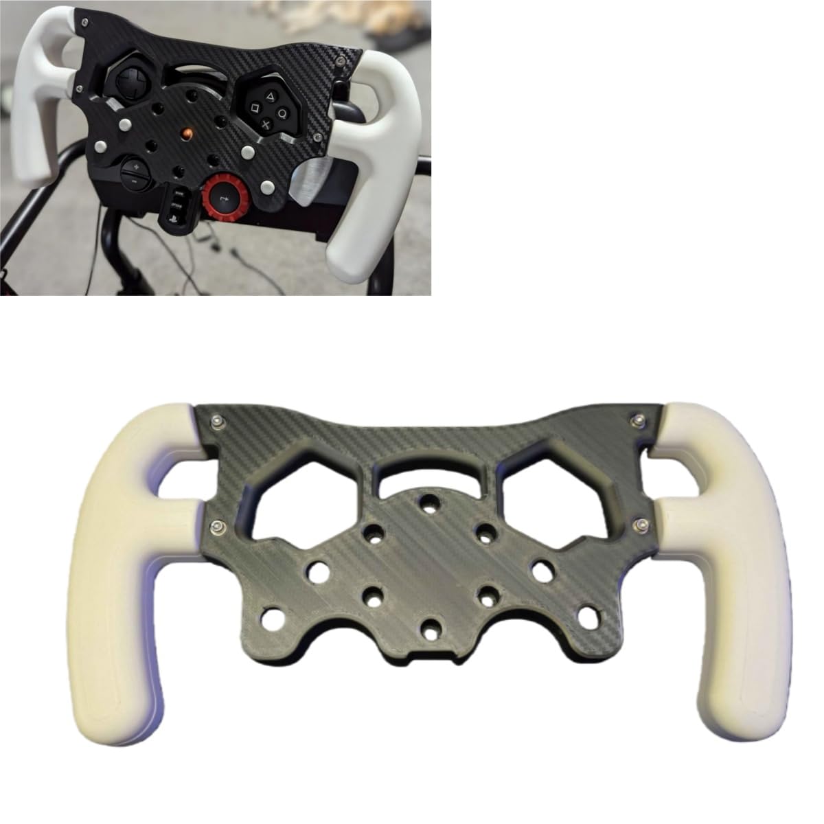 F1-Style Racing Steering Wheel Mod Compatible with Logitech G29/G920/G923, Formula 1 Design with Ergonomic Controls & Quick-Release System, Sim Racing Gaming Simulator Accessory (Black+White)