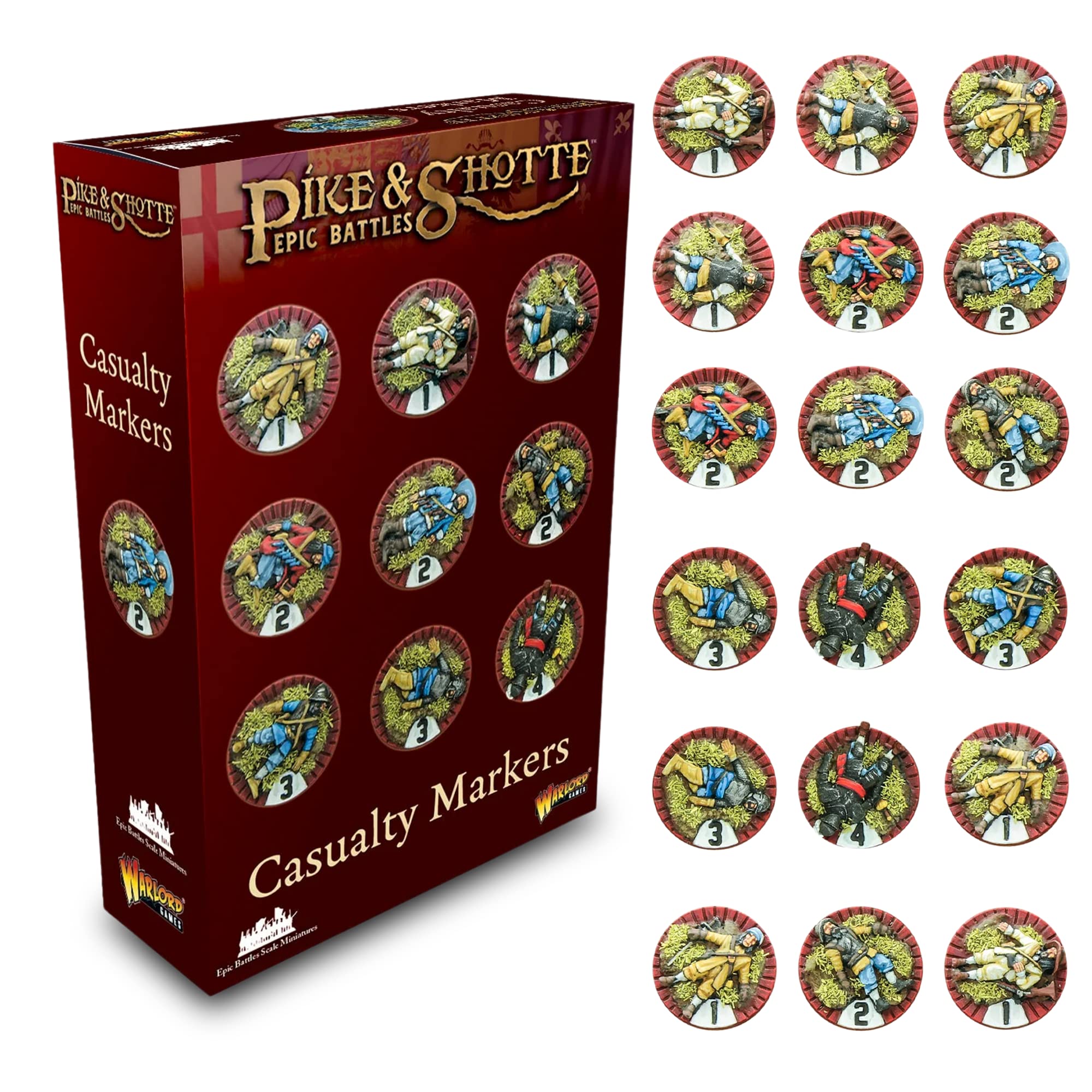 Wargames Delivered - Pike & Shotte Epic Battles - 12.5mm Miniature Wargaming Include 18 Casualty Markers Use to Mark The Fallen Soldiers, Digital Bundle- Action Figures by Warlord Games
