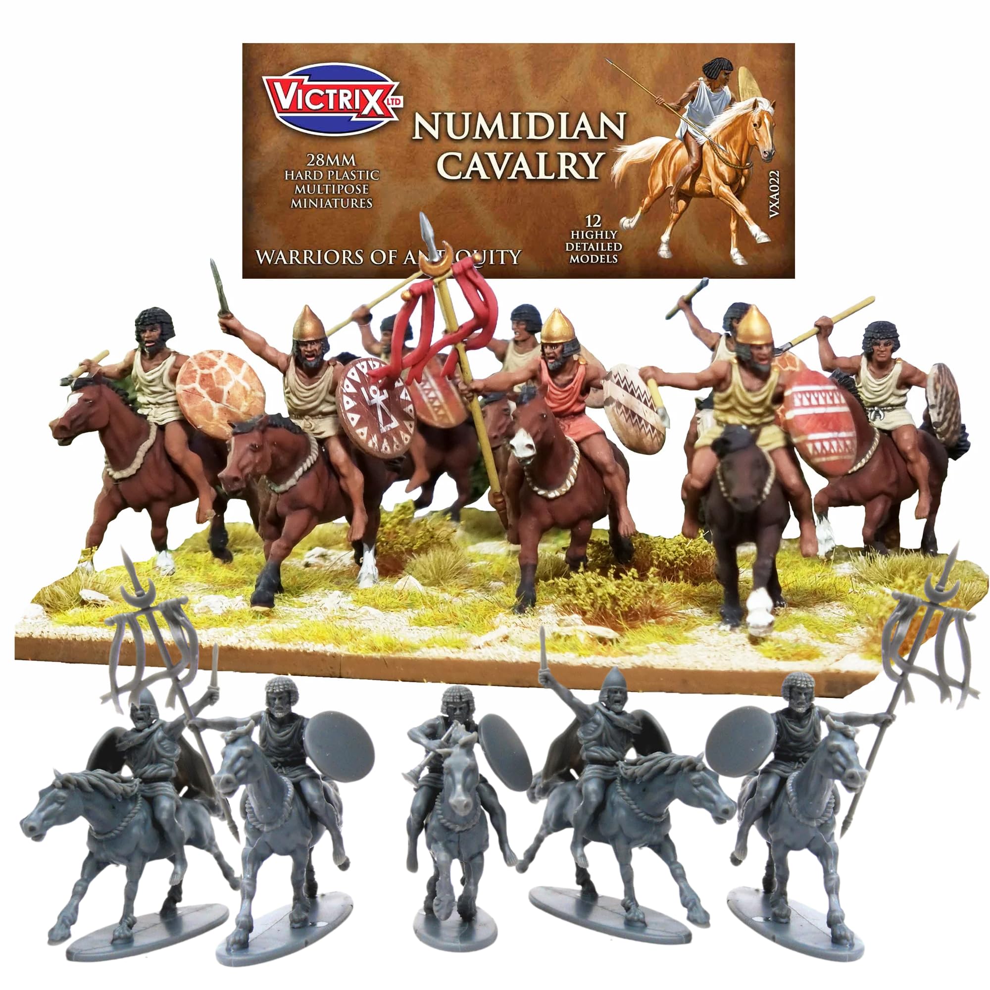 Wargames Delivered - Victrix Numidian Cavalry, conjunto de miniaturas de plástico multipose de 28 mm, lanças para jogos de guerra e jogos de estratégia de mesa
