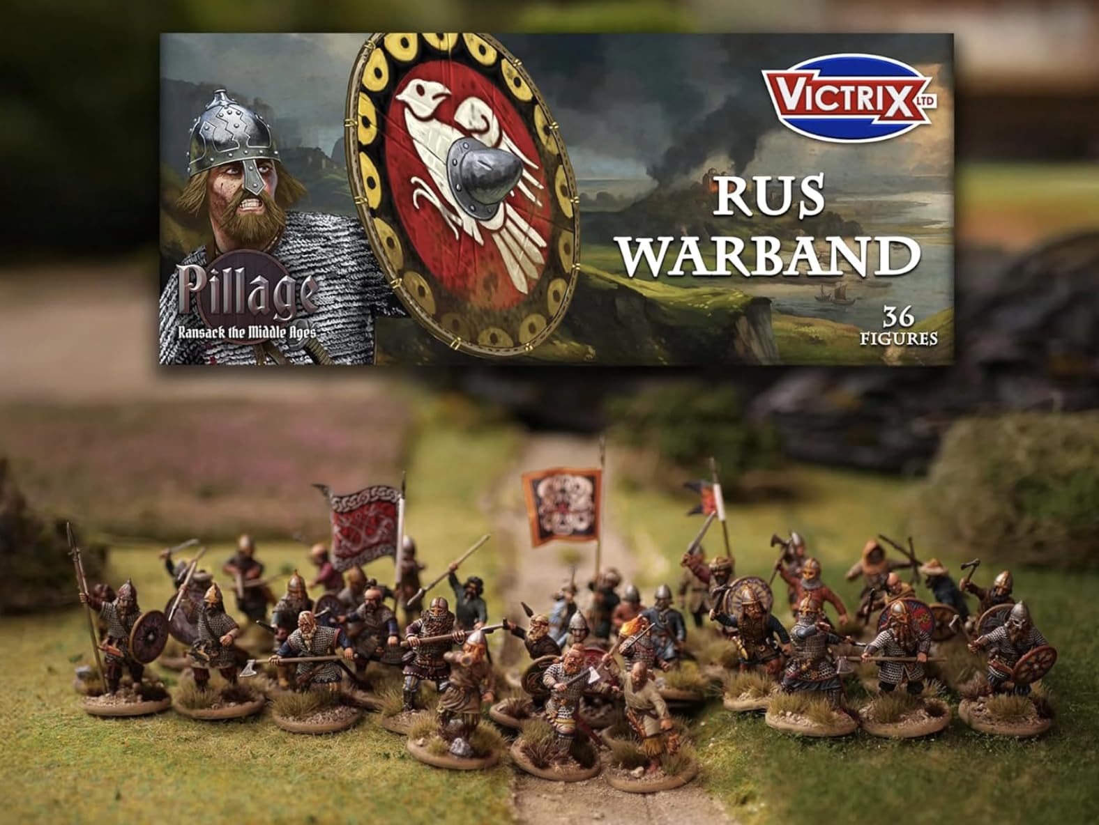 Rus Warband. Set of 36 Figures. 28 mm Miniatures Modular Historical Miniatures. Ideal for Games Like Pillage, SAGA and Other Wargames. Produced by Victrix. with Slavic Warlord