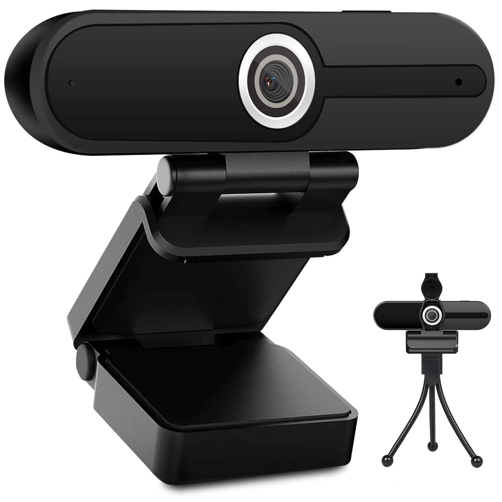 Webcam HD 4K com microfone, câmera Web de computador USB de 8 MP com obturador e tripé de privacidade, webcam de transmissão profissional, câmera para PC, Mac, laptop, para jogos,