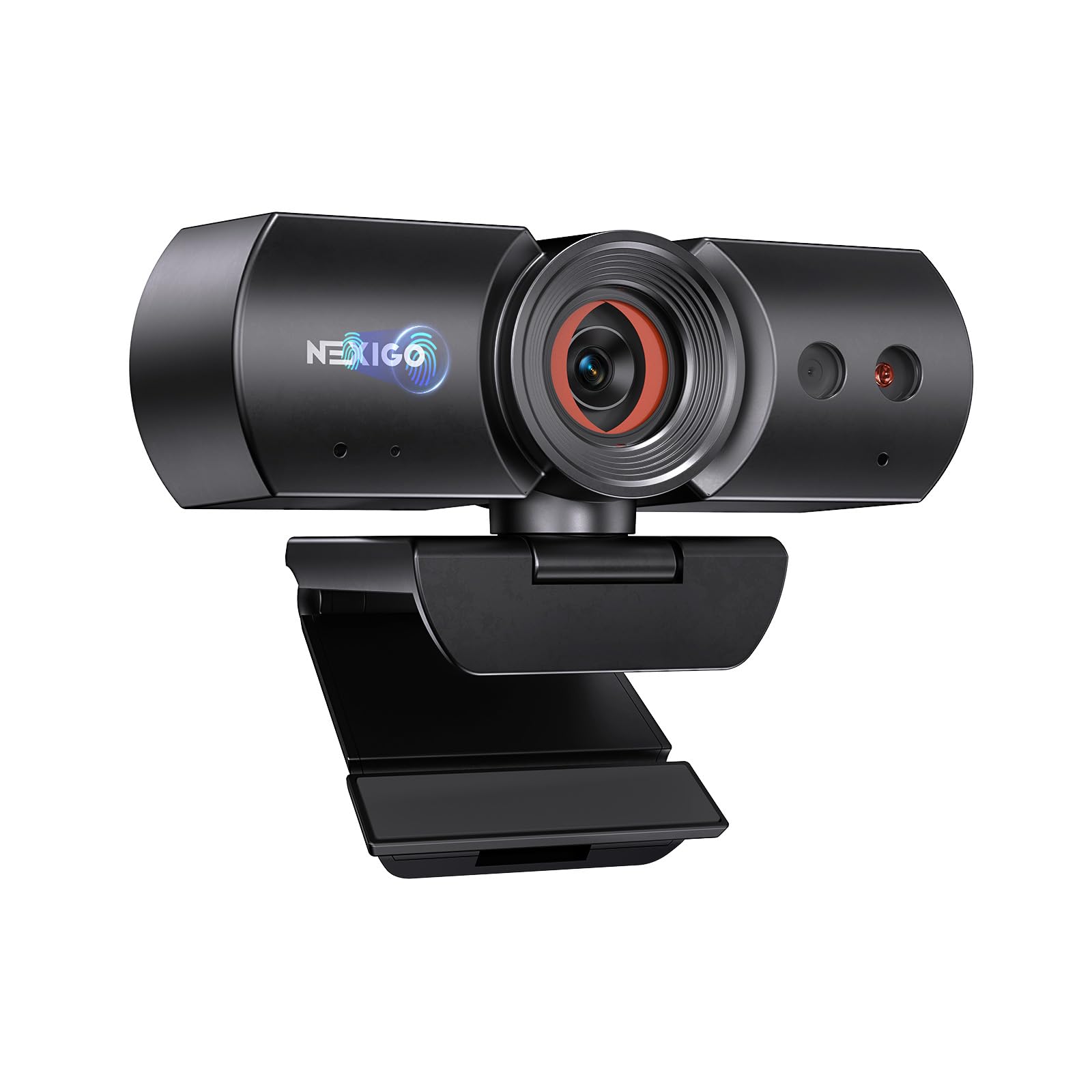 NexiGo HelloCam, webcam 1080p com Windows Hello, verdadeira privacidade, obturador eletrônico automático, câmera de computador, microfone, aprimoramento facial, webcam HD USB