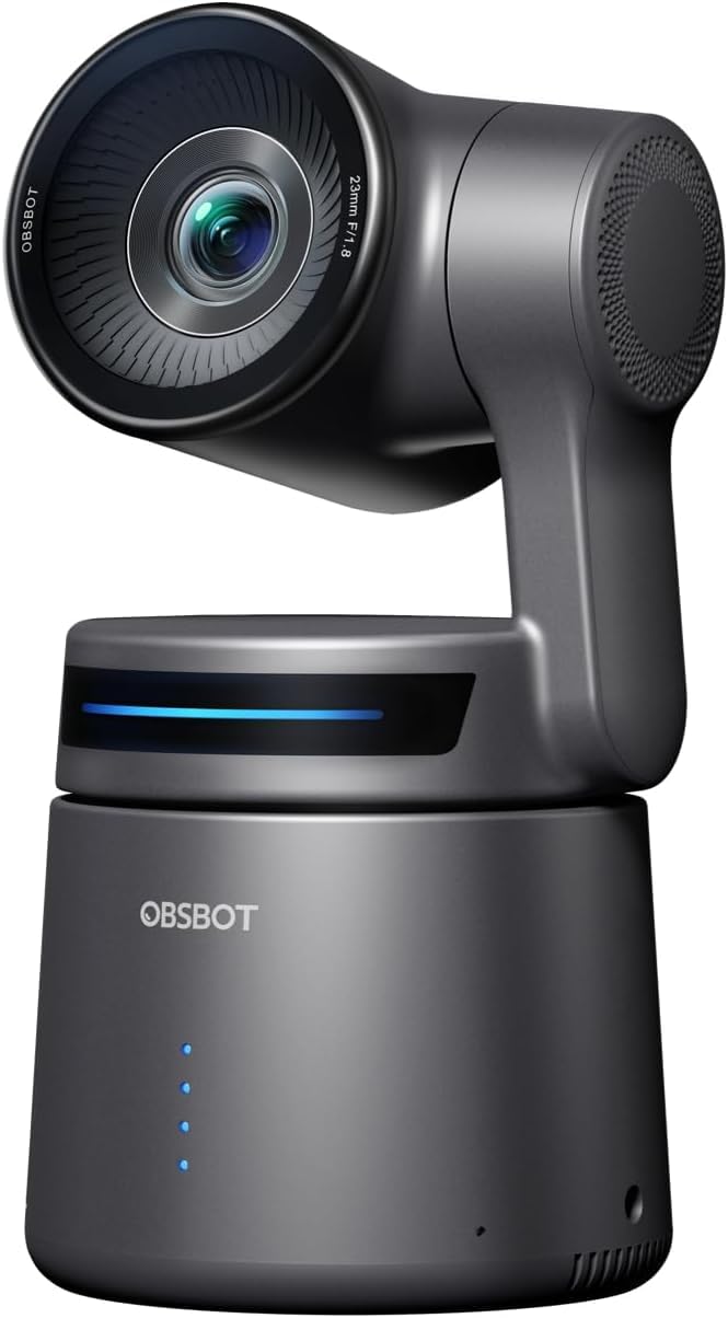 Câmera de streaming OBSBOT Tail Air NDI 4K, câmera PTZ com rastreamento de IA e aplicativo inteligente, controle de gestos, webcam HDMI/USB-C/sem fio, câmera de vídeo com transmissão ao vivo YouTube