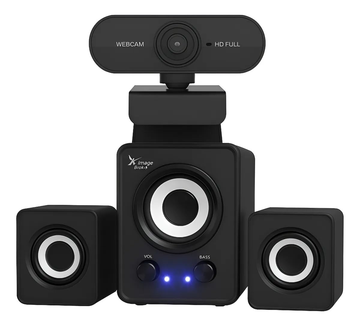 Kit Webcam Full HD 1080p Dobrável com Microfone Integrado + Caixa de Som Subwoofer 10W, Plug and Play, Ideal para Home Office, Aulas Online e Reuniões