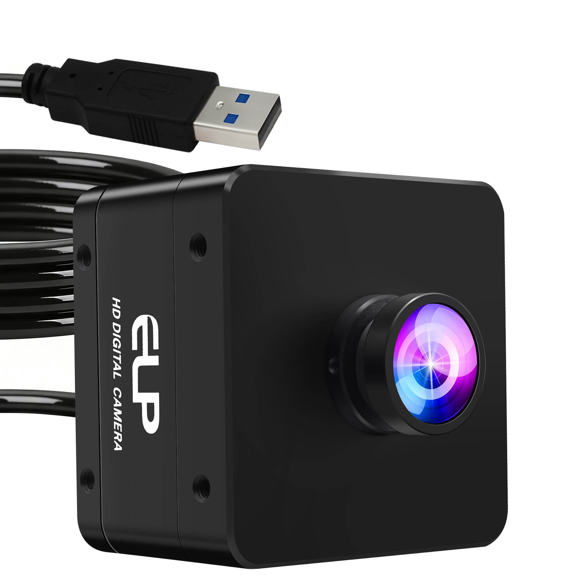 ELP Câmera USB de alta velocidade, 1080P/230fps, 4K/60fps, 12MP/30fps, Mini UVC USB3.0/2.0 Lightburn Câmeras para Windows, Linux, Mac, Pi, Grande Angular 88°(H) IMX577 Webcam para PC Jetson Nano