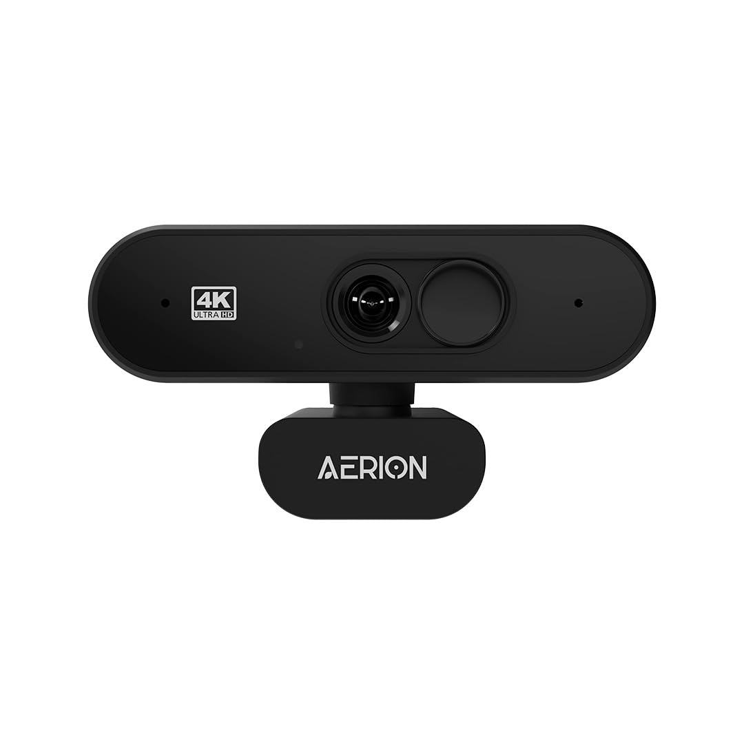 Aerion Webcam 4K Ultra HD VISUS 400 – Sensor IMX215, Lente Totalmente vidro 4G, 8,3 MP, Microfone Duplo com Cancelamento de Ruído, Foco Automático, Campo de Visão 82°, Tampa de Privacidade