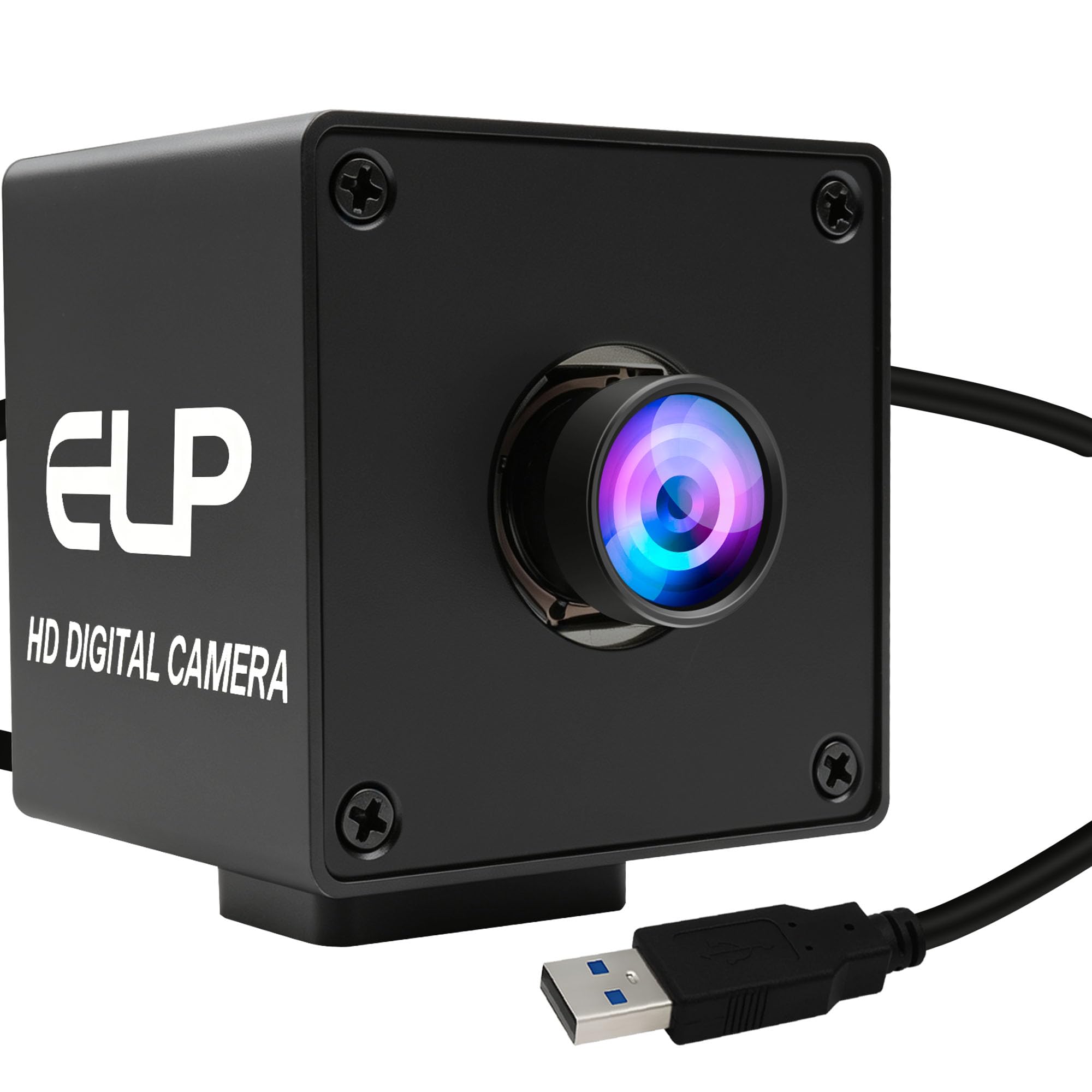 ELP Câmera USB 3.0 de foco automático de alta velocidade, 1080P/230fps, 4K/60fps, 12MP/30fps, câmeras Lightburn Mini UVC USB3.0/2.0, Webcam de lente de baixa distorção de 100° grande angular para