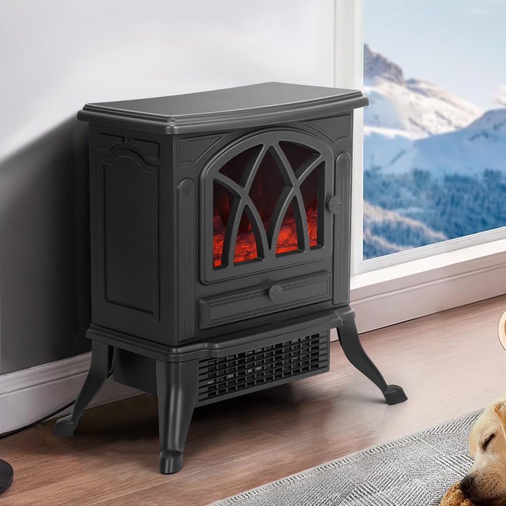 110V, 2000W, Design de Três Interruptores, Efeito de Vermelho de Chama 3D, Aquecedor