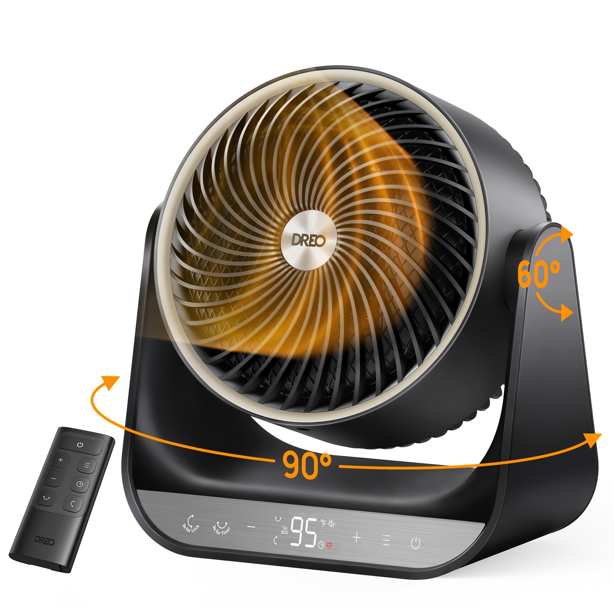 Aquecedor de Ambiente Dreo 714, Oscilação 3D 60° Vertical e 90° Horizontal, 3 Níveis de