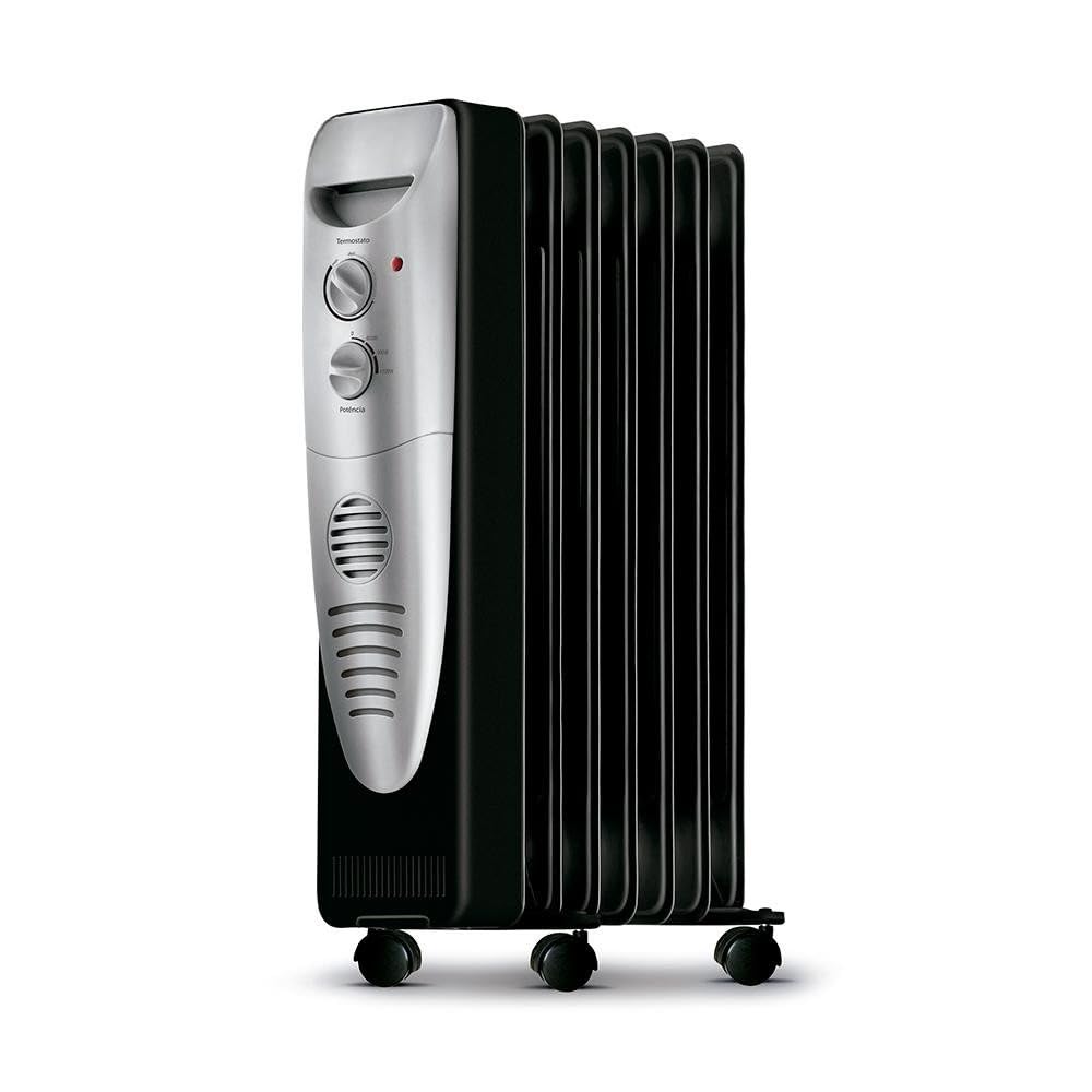 Aquecedor a Óleo 3 Níveis 600W-1500W Portátil Silencioso com Rodinhas e Porta-Fio para
