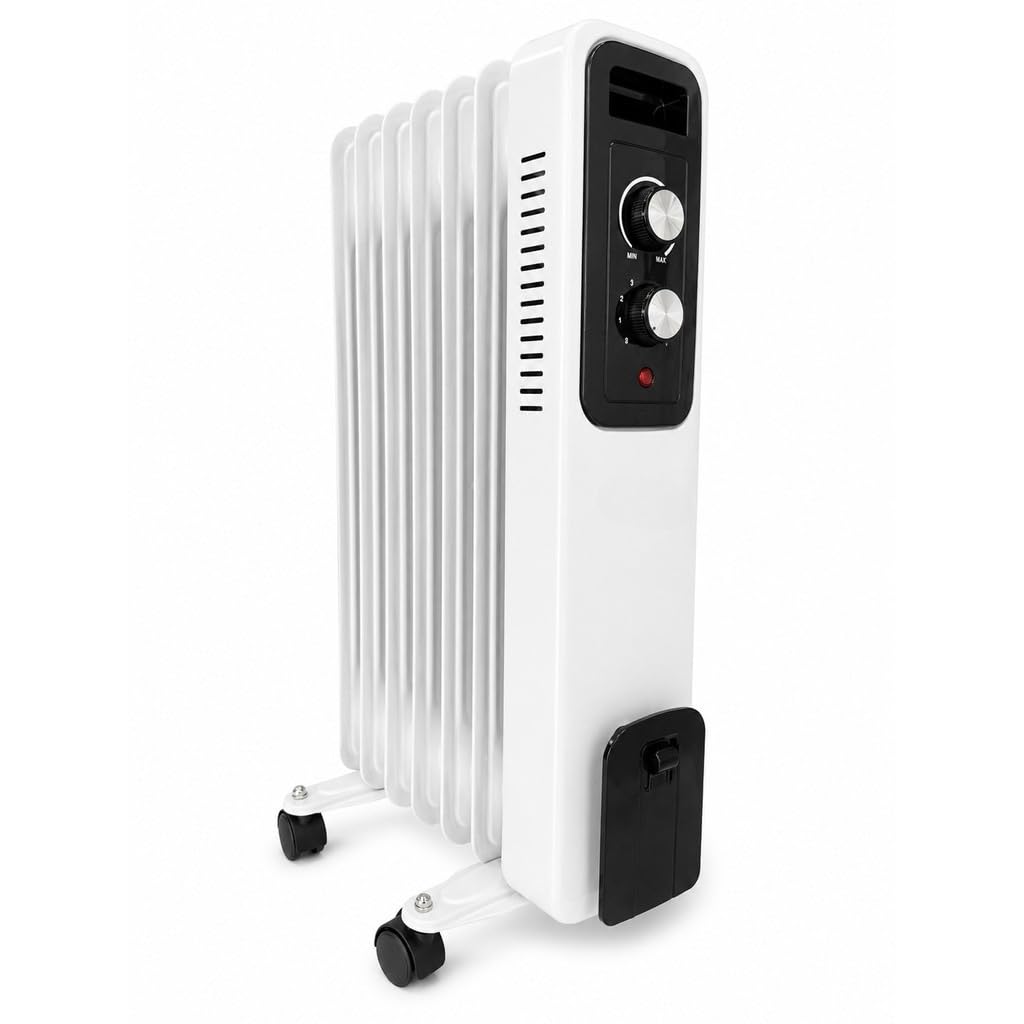 Aquecedor a Óleo 1500W Elétrico Portátil Silencioso com 3 Níveis de Potência e 7 Pinhos,
