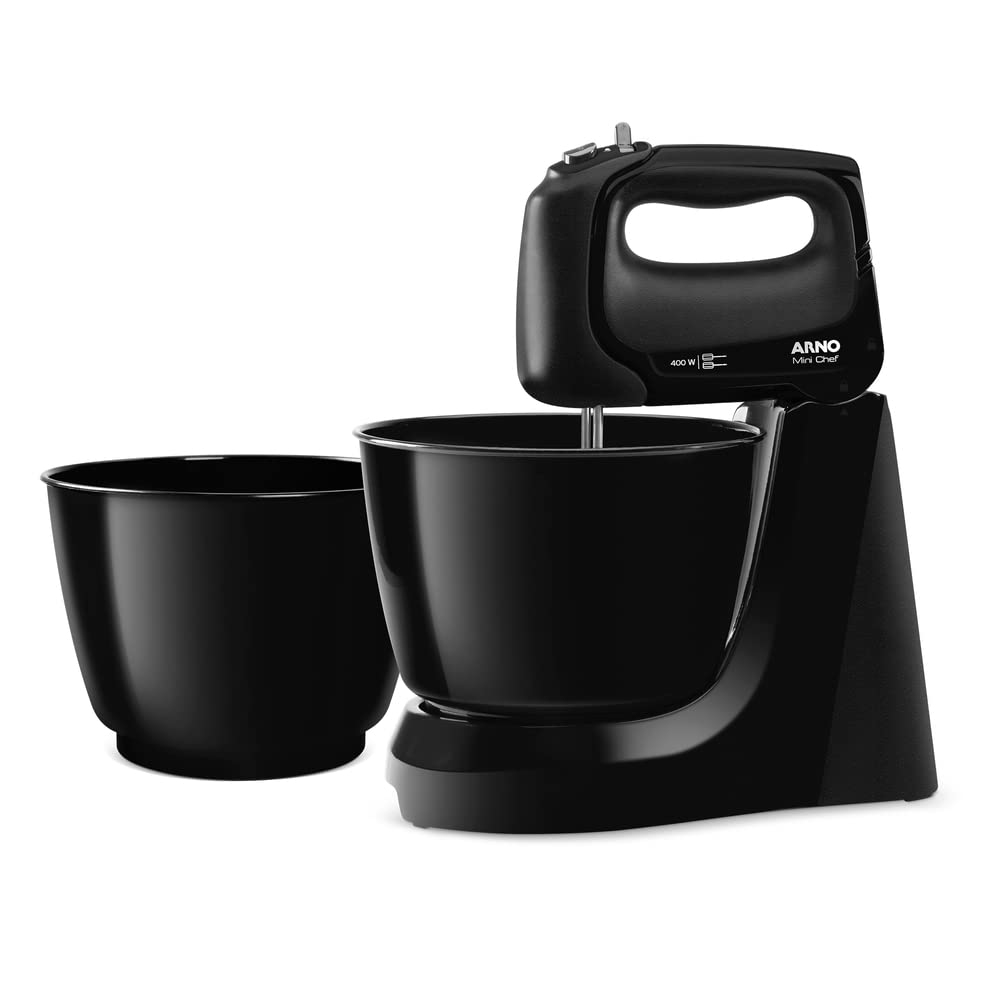 Batedeira Arno Mini Chef Portátil 400W com 2 Tigelas de 4 Litros 4 velocidades Função