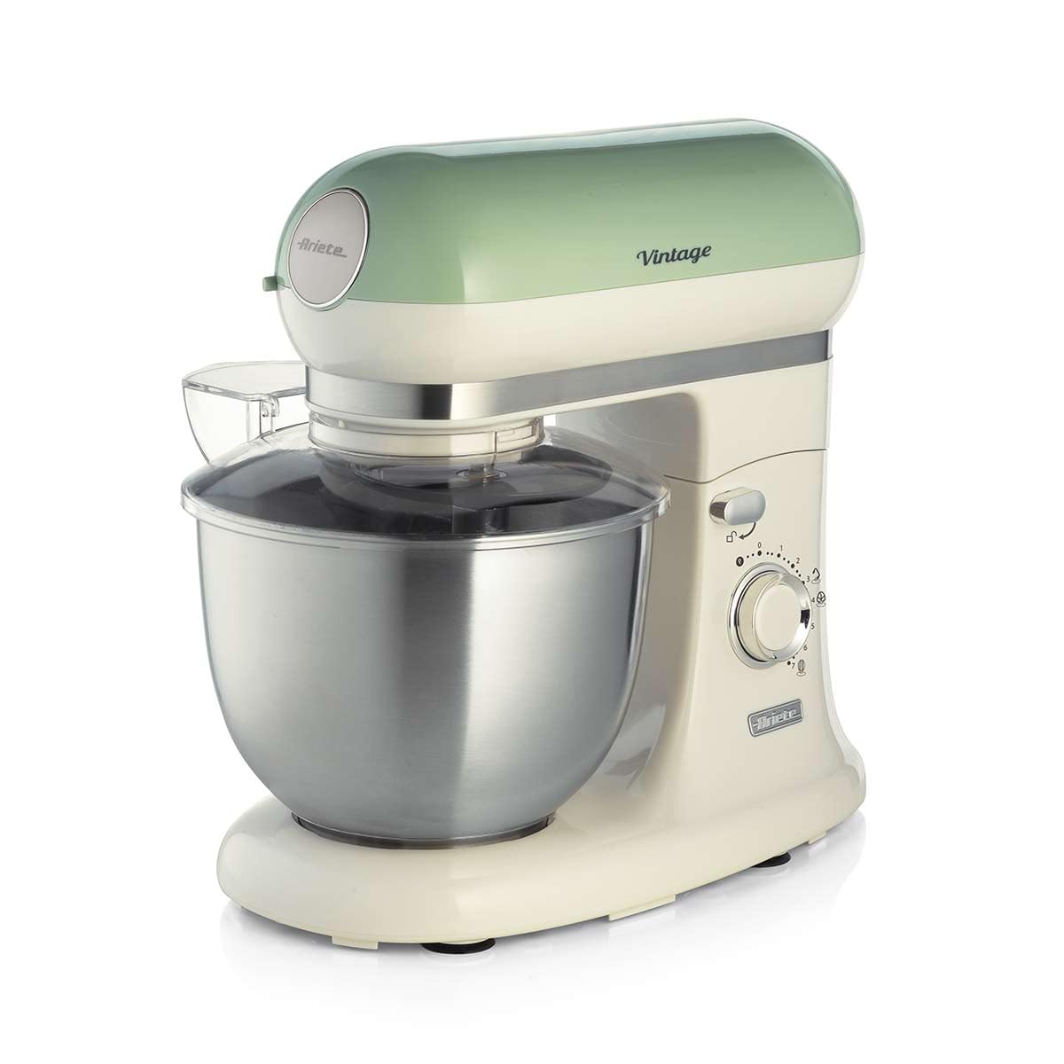 Ariete 1588, Batedeira Planetária Vintage Verde, Tigela Aço Inox 5.5L, 7 Velocidades -