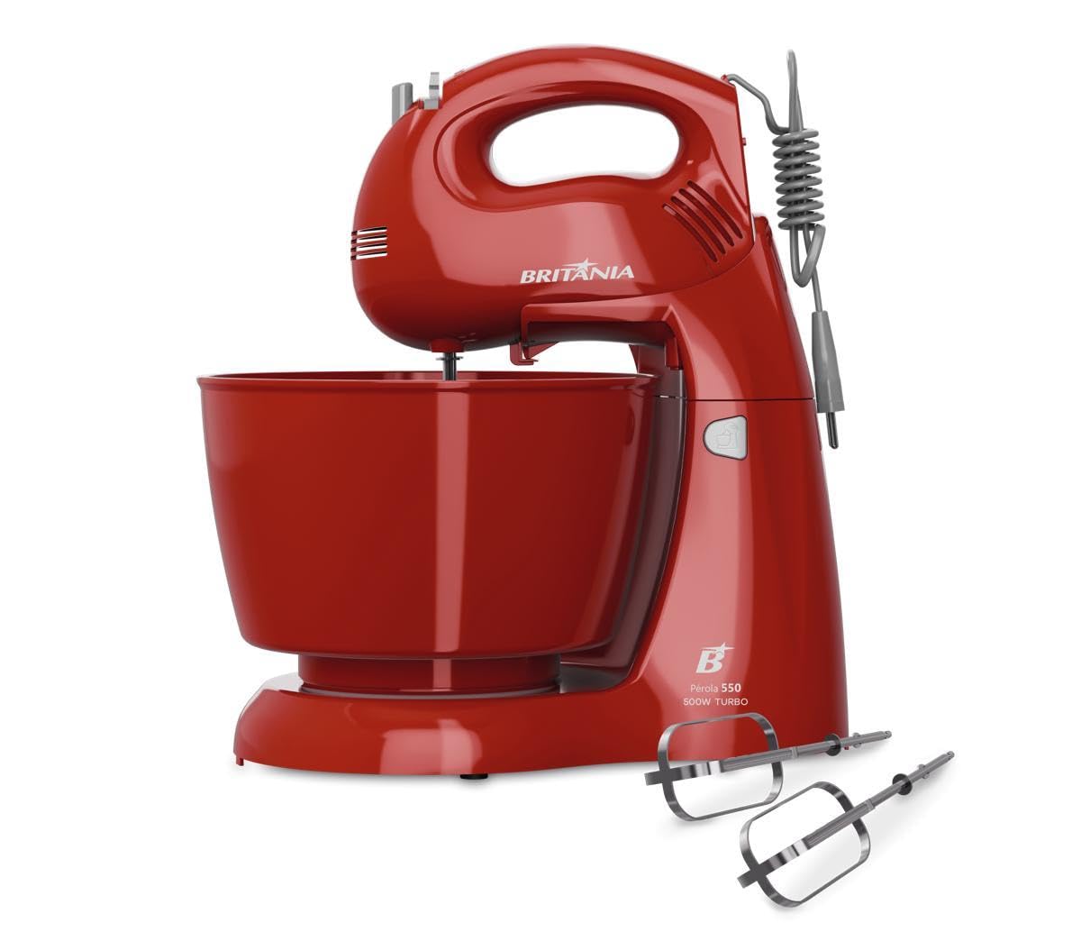 Batedeira Britânia 4 Velocidades 4,3L Perola 550 Turbo VERMELHO - 220V