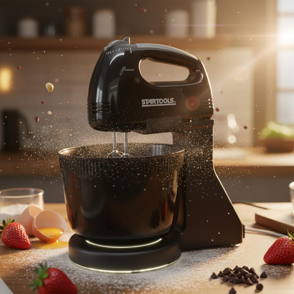 Batedeira Elétrica Portátil 250W 7 Velocidades com Balde 2 Litros e Batedores – Ideal