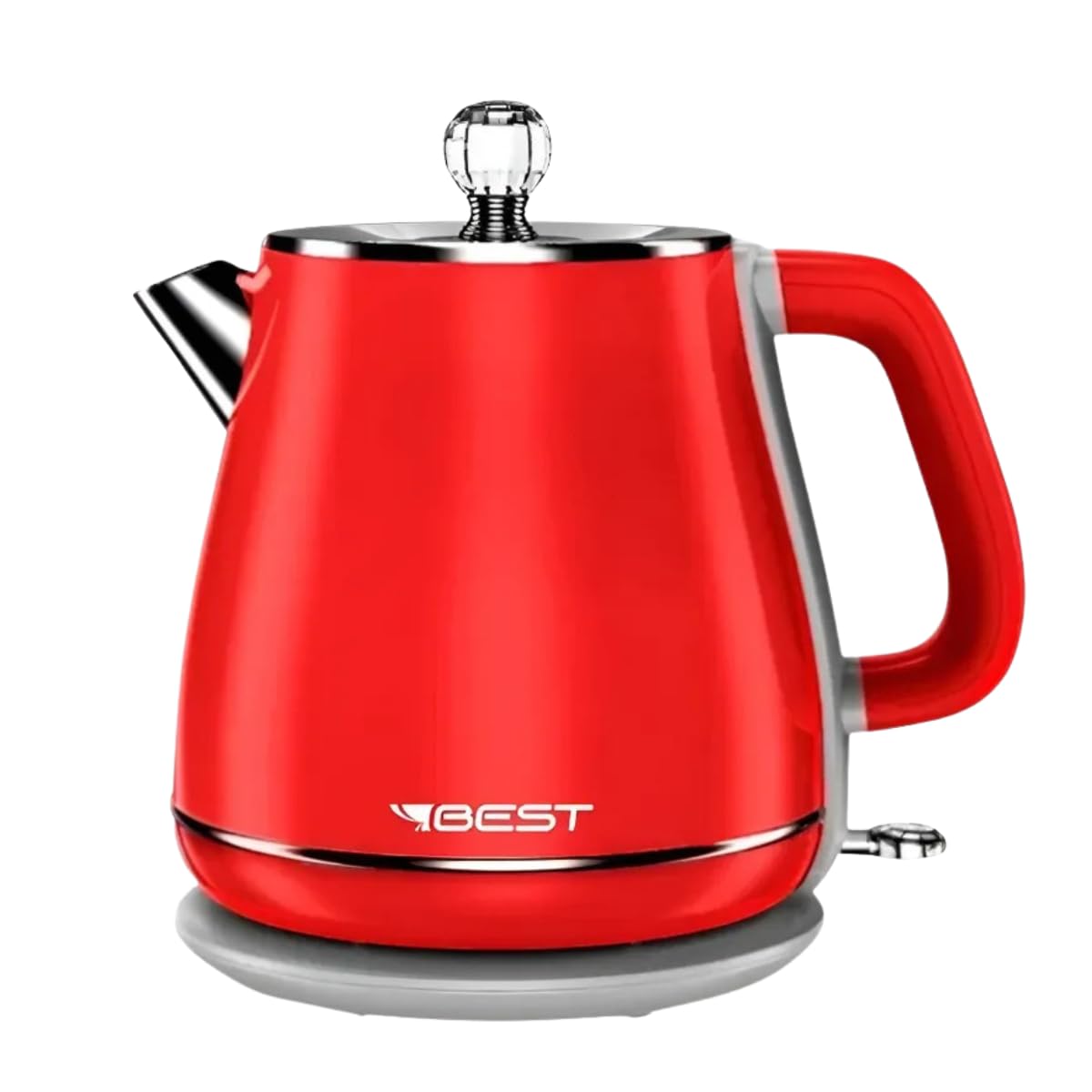BEST Chaleira Elétrica com Duplo Revestimento e Tampa Removível, 1.8L, Vermelho, Aço