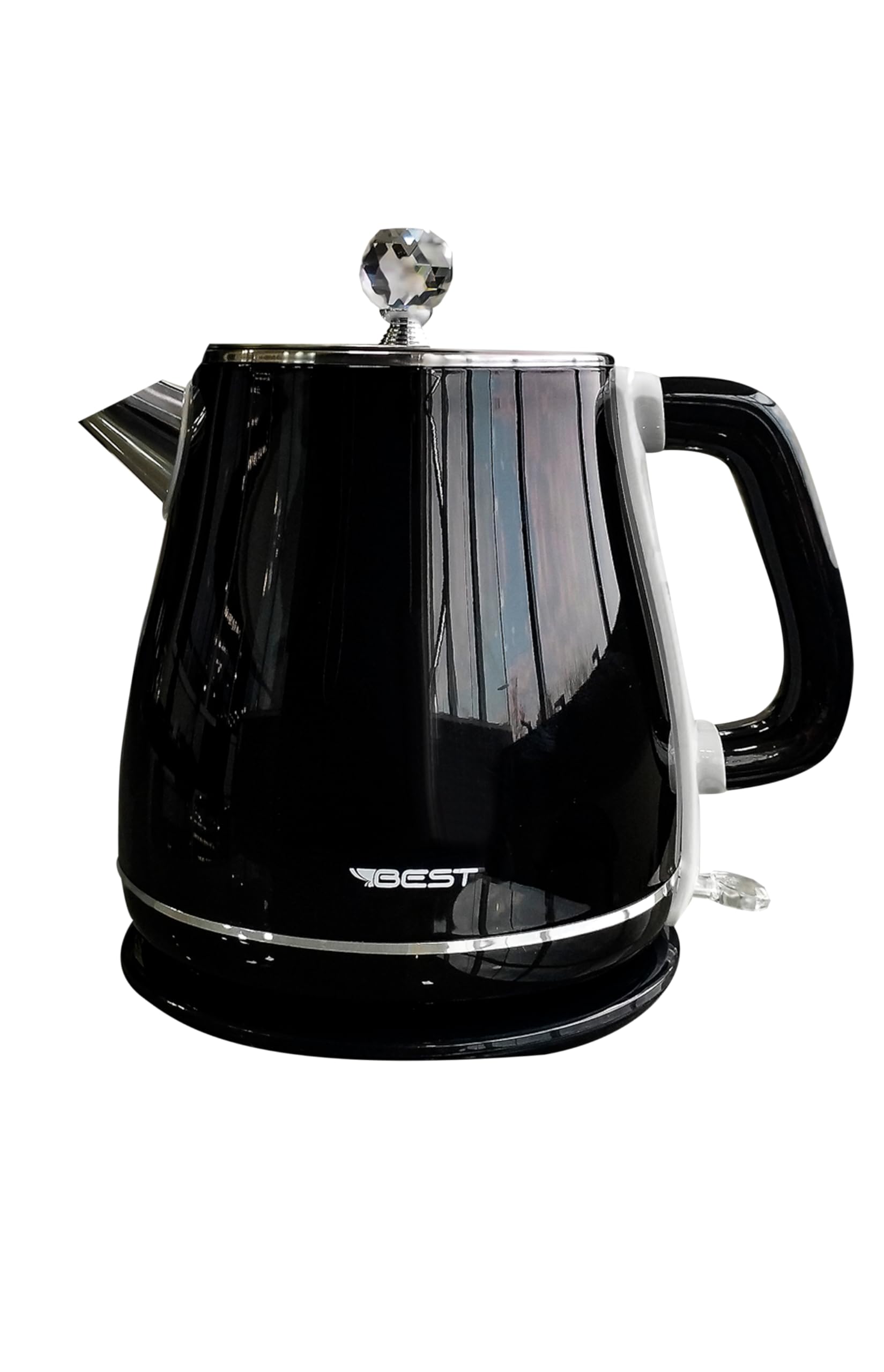 BEST Chaleira Elétrica com Duplo Revestimento, 1.8L, Preto, Aço Inoxidável, 220V, Tampa