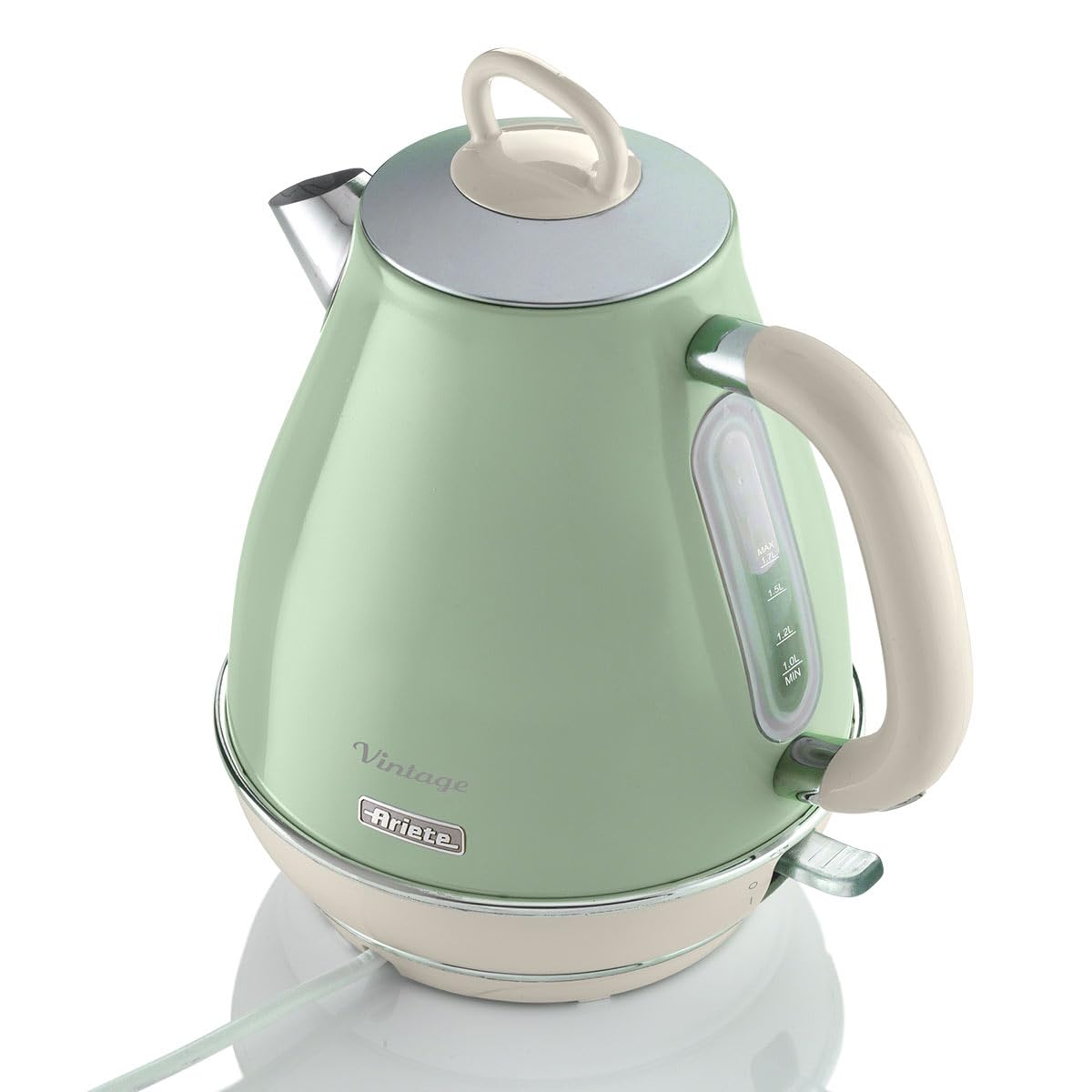 Ariete 2869, Chaleira Eletrica Vintage Verde, Aço Inoxidável, 1.7 L, Desligamento