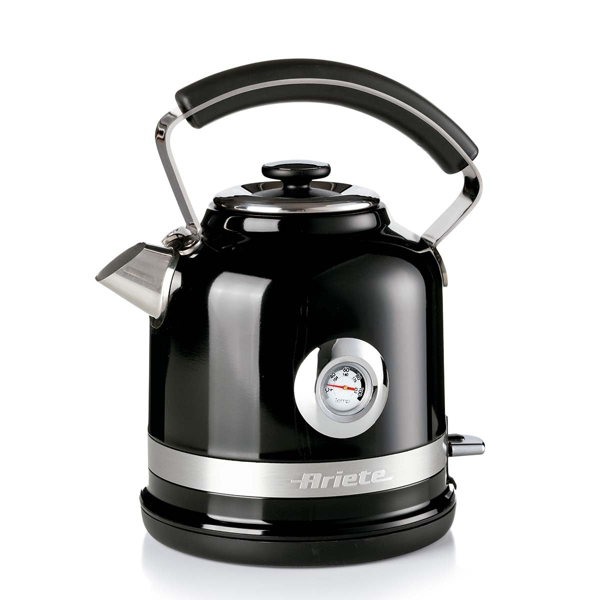 Ariete 2854, Chaleira Eletrica Moderna Preta, Aço Inoxidável, 1.7 L, Desligamento