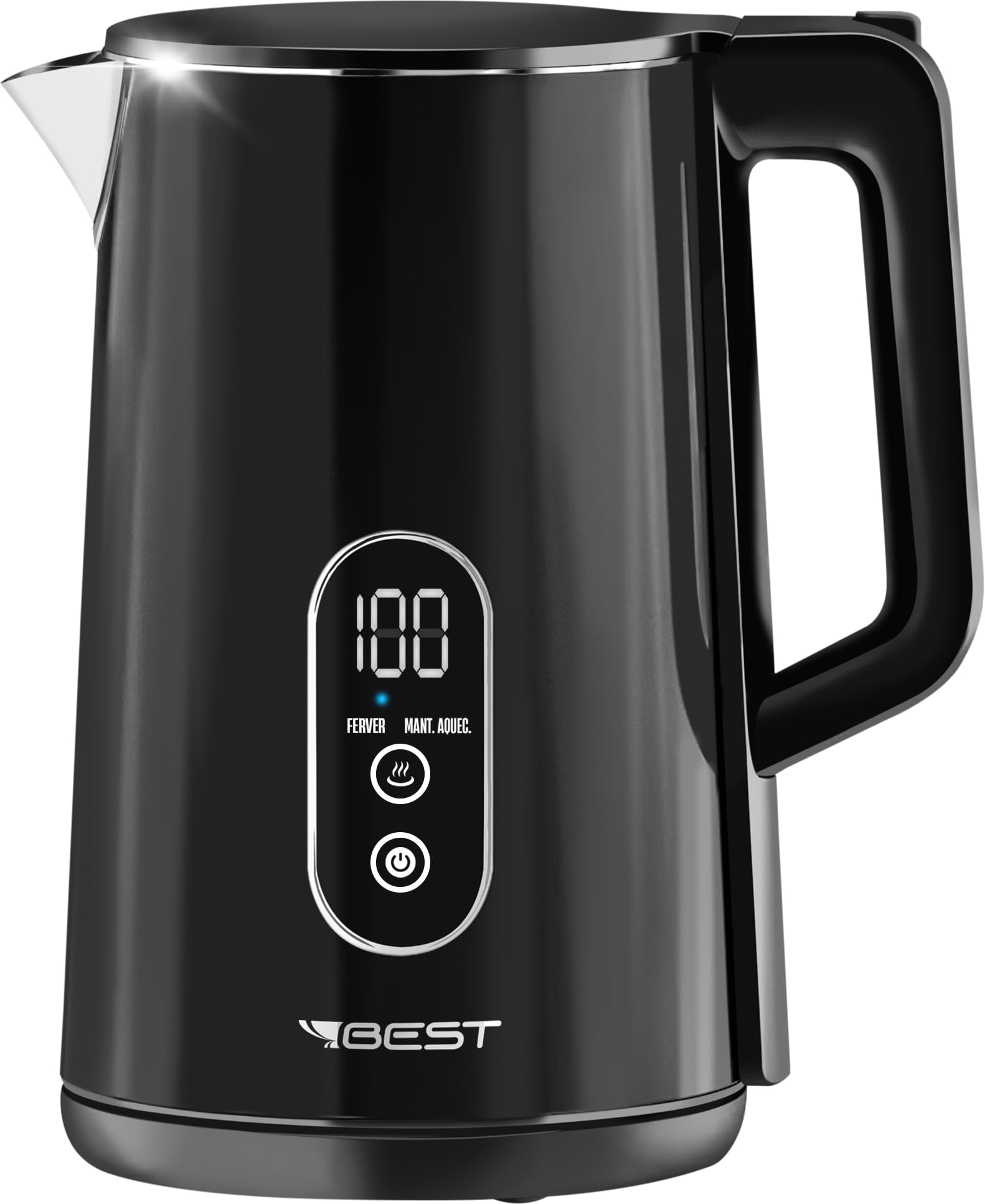 BEST Chaleira Elétrica Digital 2L, Preto, Aço Inoxidável, 1500W, Display Digital com 3