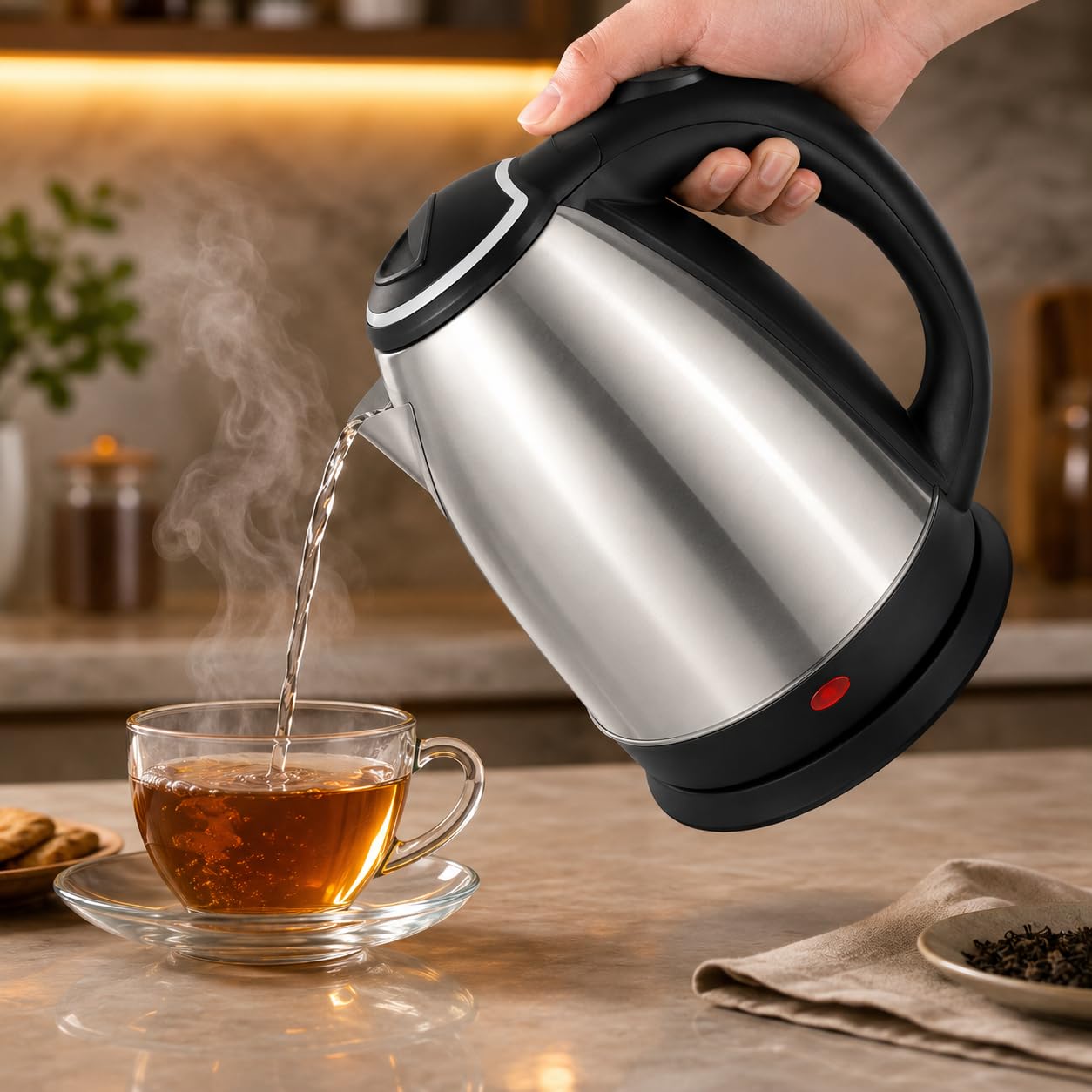 Chaleira Elétrica 2 Litros Inox 110V com Desligamento Automático, Aquecimento Rápido,