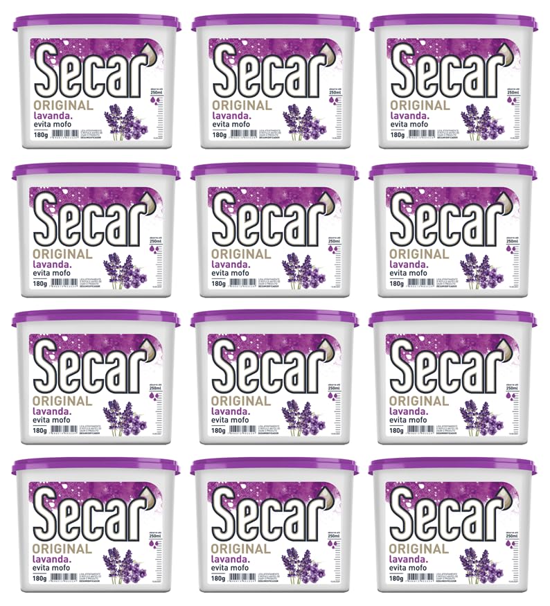 Anti Mofo Secar 12un X 180g - Desumidificador Armário Gaveta (Lavanda)