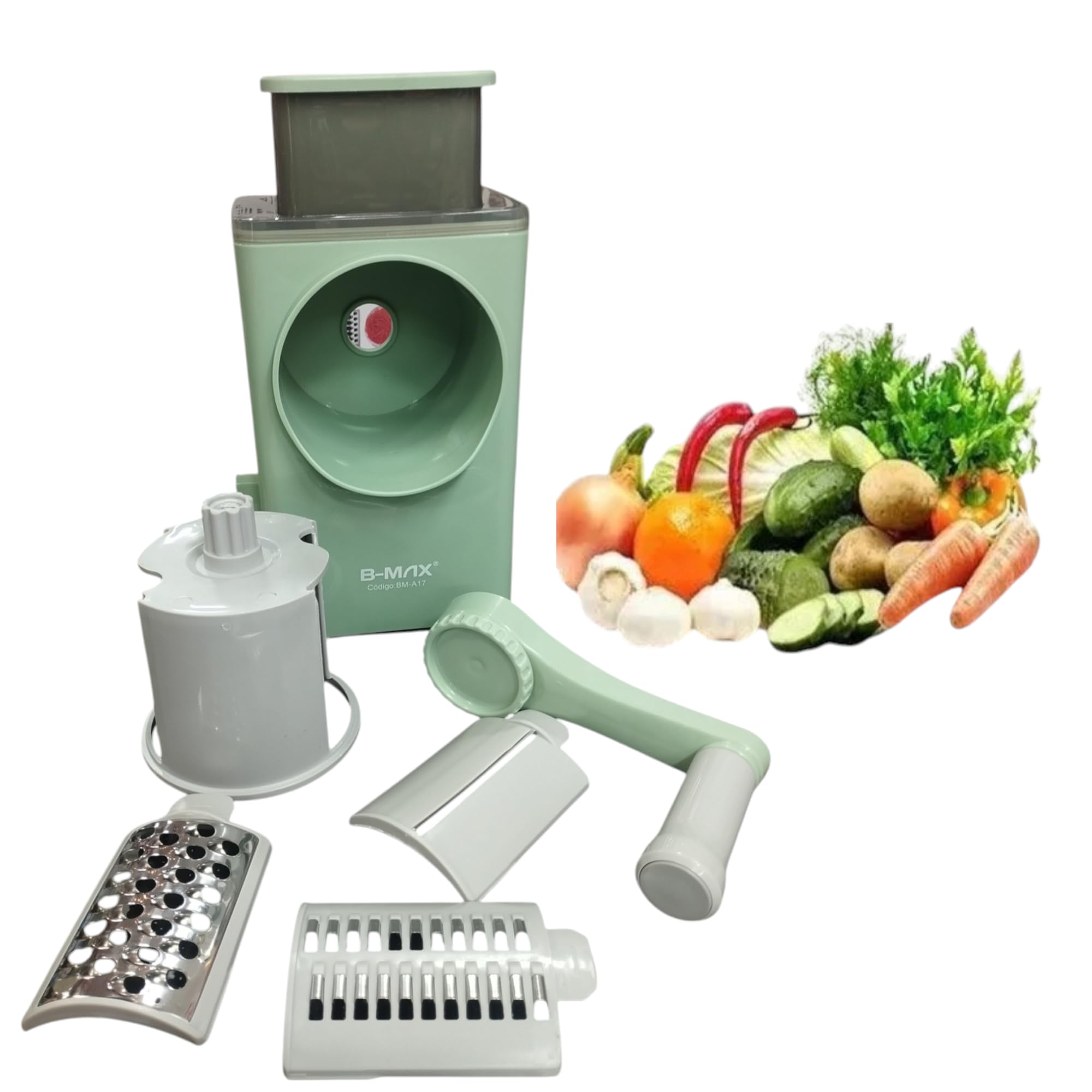 B-MAX Processador de Alimentos Multifuncional Corta, Rala, Fatia Legumes e Frutas Verde