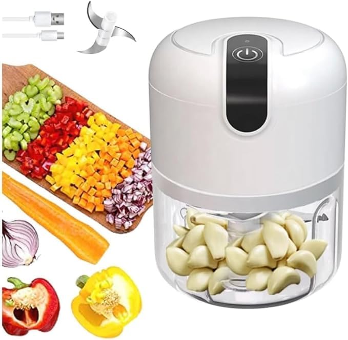 Mini Processador de Alimentos Elétrico, 250ml, Potente, Sem Fio, Com 3 Lâminas de Aço