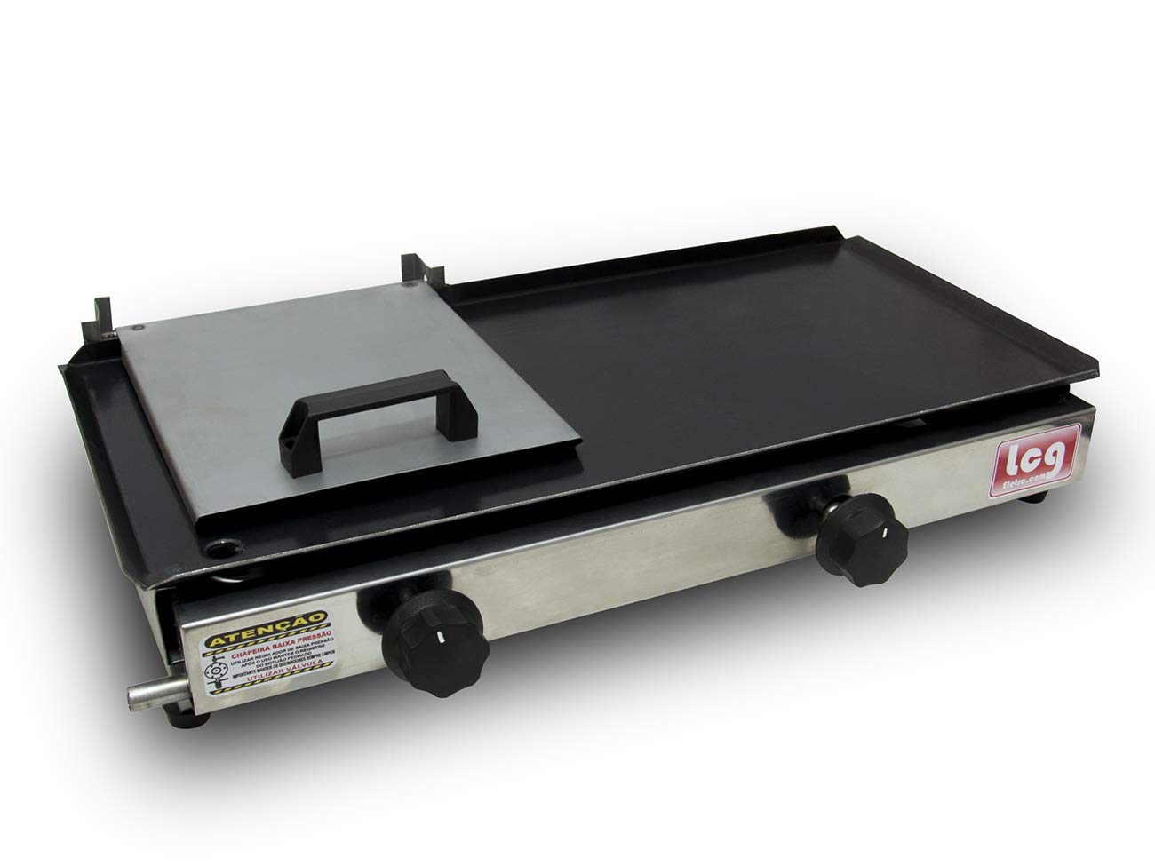 Chapa Sanduicheira a Gás com Prensa 60x30cm Grill em Aço Carbono 2 Queimadores GLP para