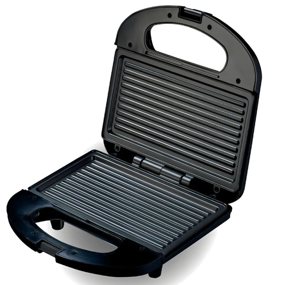 BEST Mini Grill Sanduicheira, Preto e Metálico, 750W, Capacidade para 2 Sanduíches, 220V
