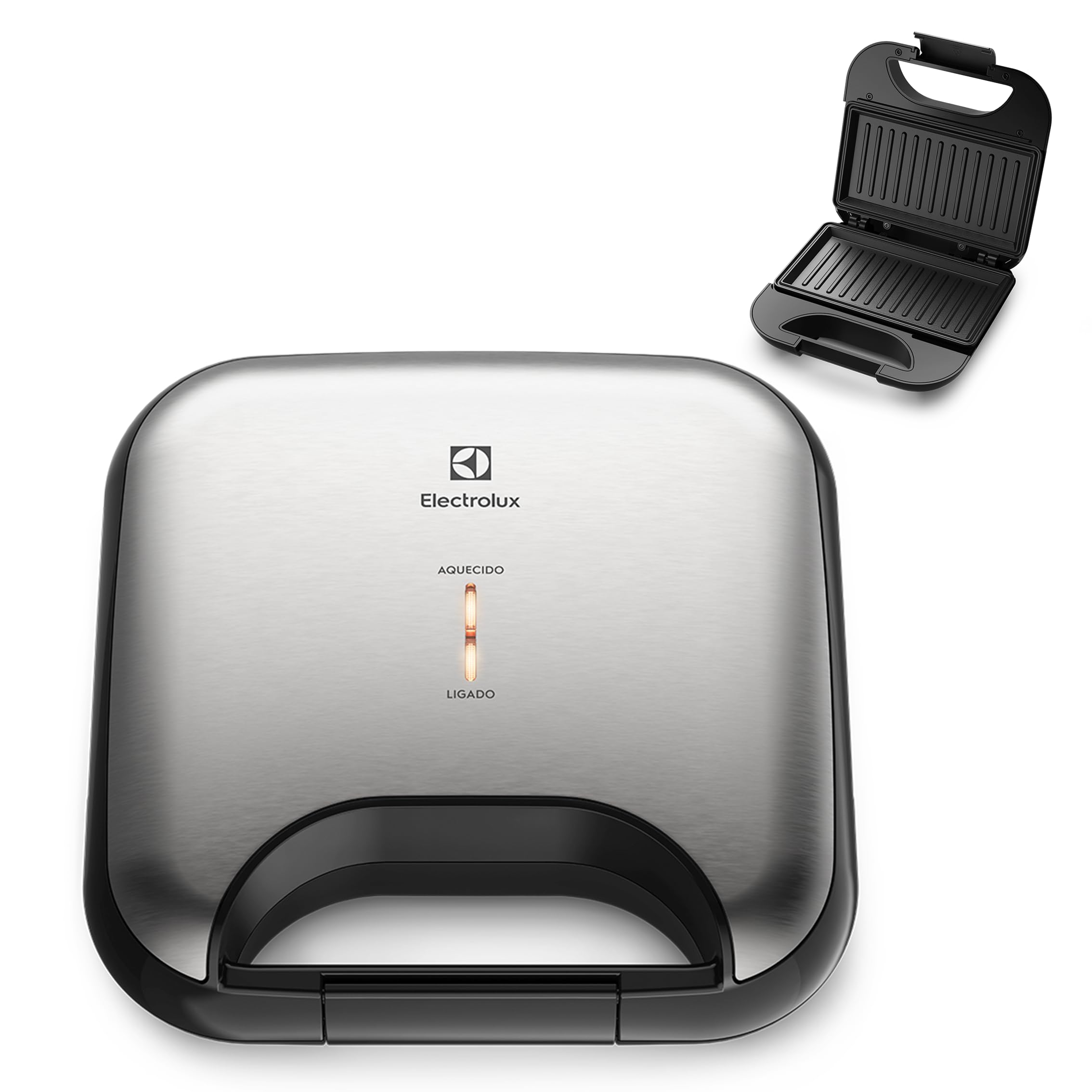 Electrolux Sanduicheira grill chapa ondulada elétrico antiaderente inox ESG20 127v
