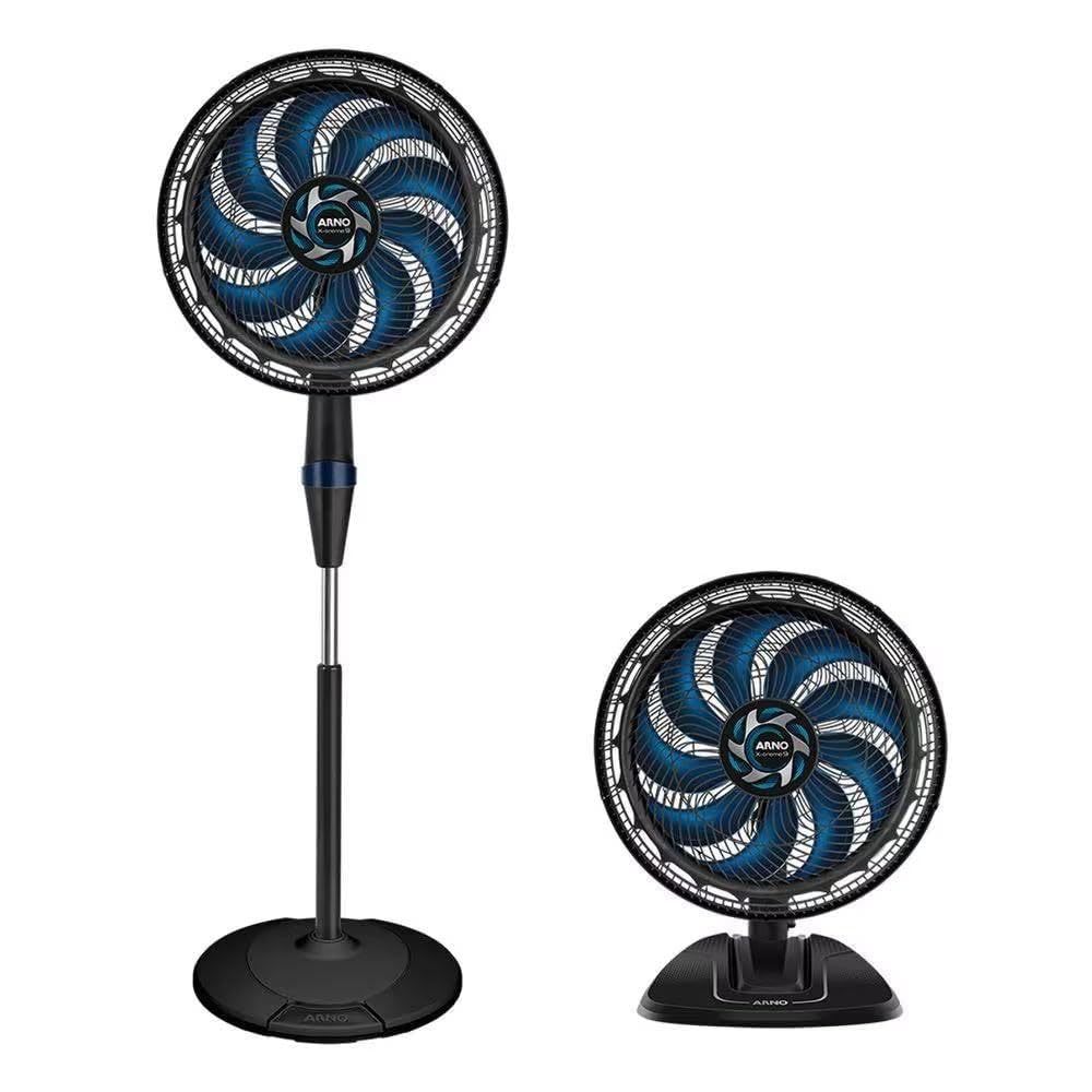 Arno X-TREME VE9M 2 em 1, Ventilador de Mesa ou Coluna, 40cm, 160W, Silencioso, Preto, 9