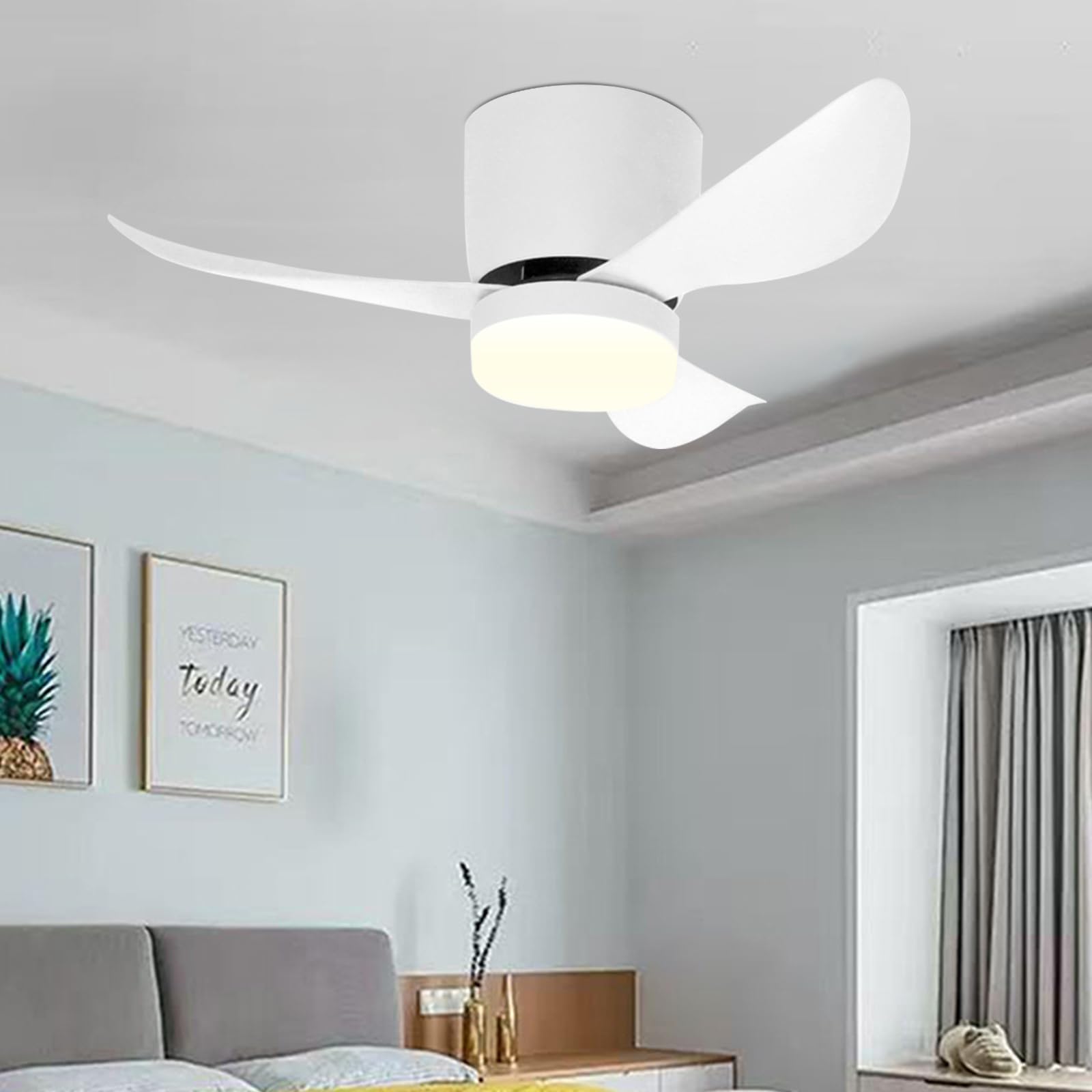 EKROTOK Ventiladores de Teto com Luz, Ventilador De Teto Com Luz E Controle Remoto 6