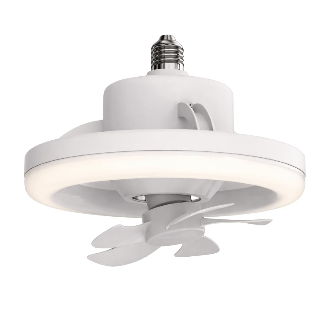 Lâmpada LED com Ventilador de Teto Silencioso 3 Velocidades Rotação 360° - Lustre Bivolt