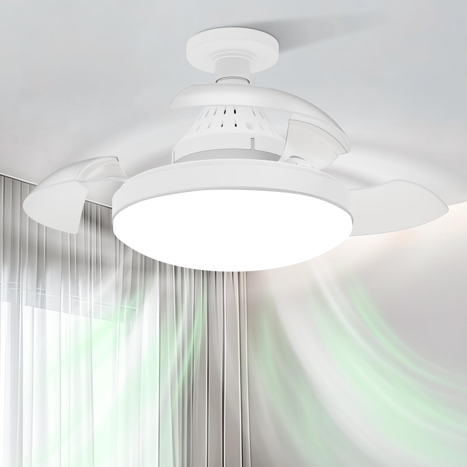 Airwit Ventilador de Teto E27 Bivolt 127-220V 40 cm com Controle Remoto, Luz LED 18W 3