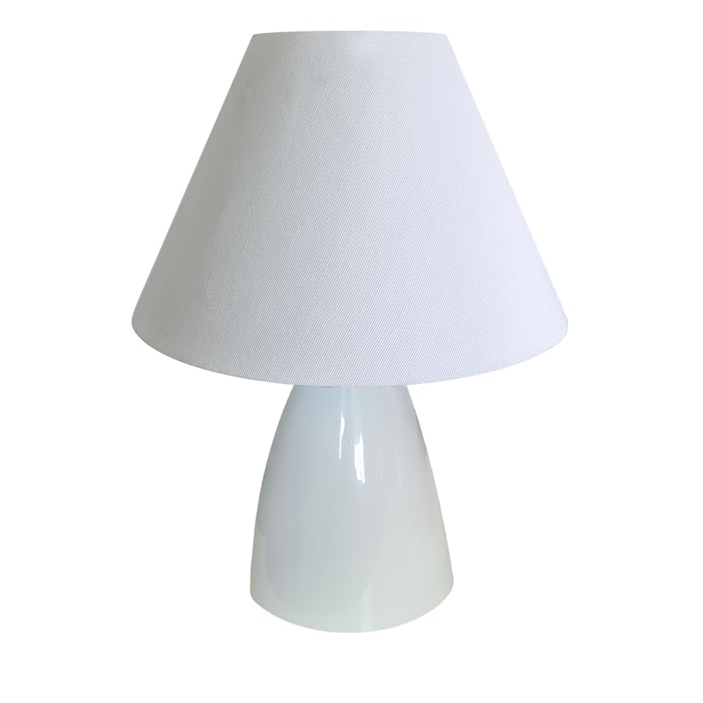 Abajur de Alumínio Para Sala Ou Quarto Com Cúpula de Tecido - 32cm Altura (Branco -