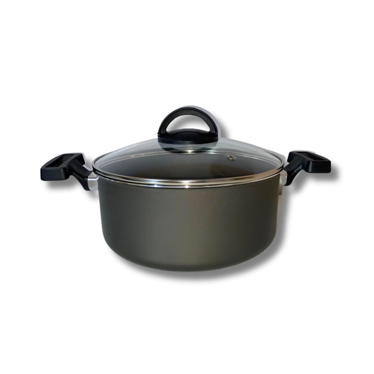 Caçarola 22 Cm Antiaderente Com Tampa De Vidro (Grafite Black)