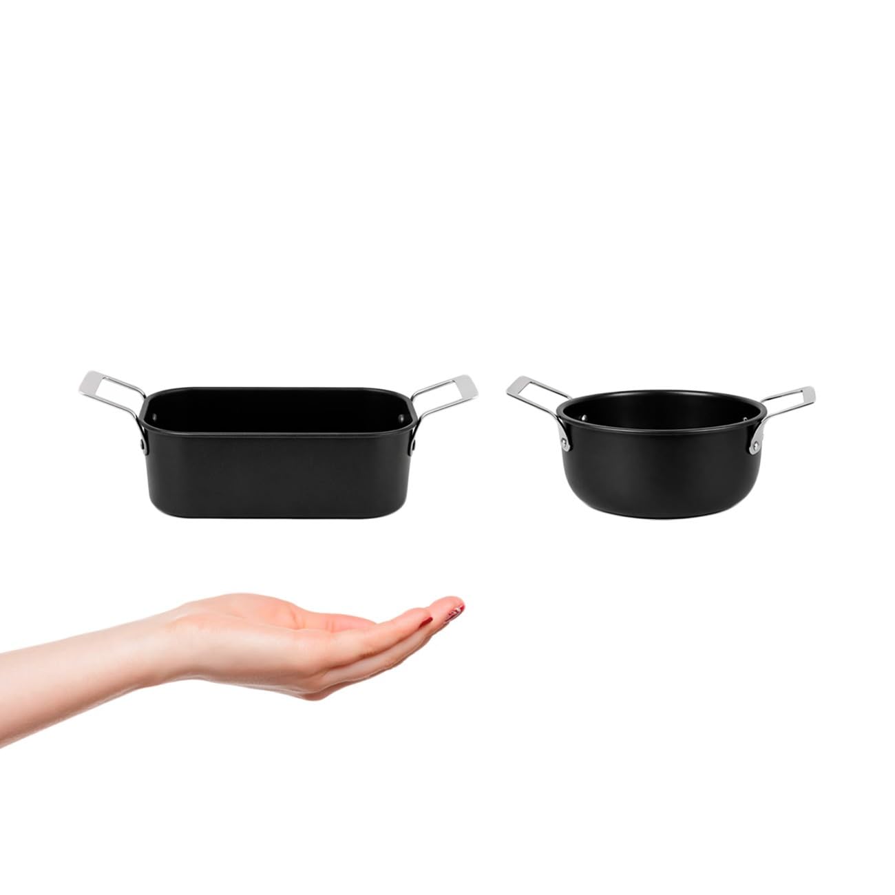 Caçarola e Travessa Mini Inox Preto Couvert Servir Entrada