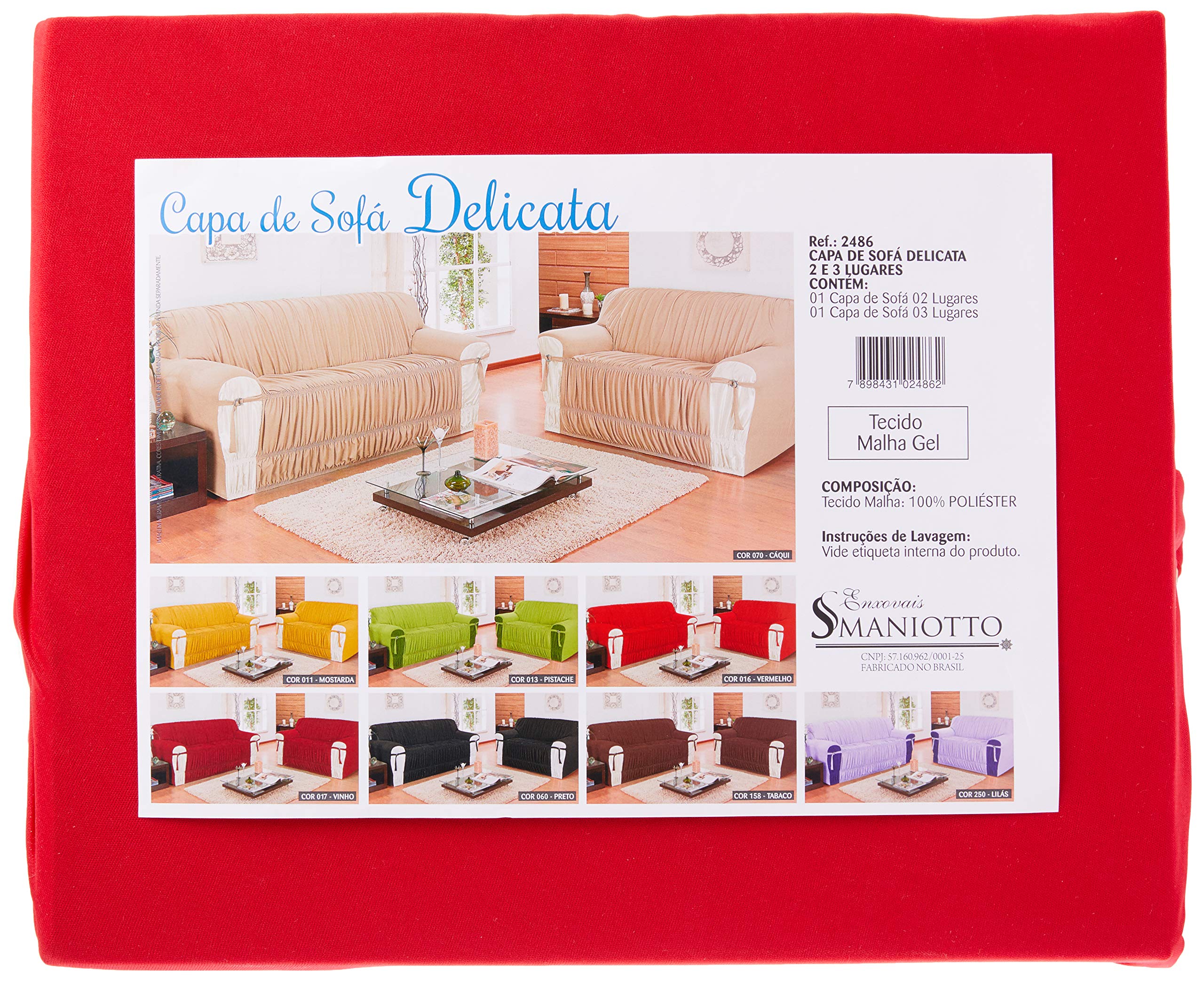 Capa de Sofá Delicata Vermelho 3 e 2 Lugares - Protetor de Sofá Decorativo