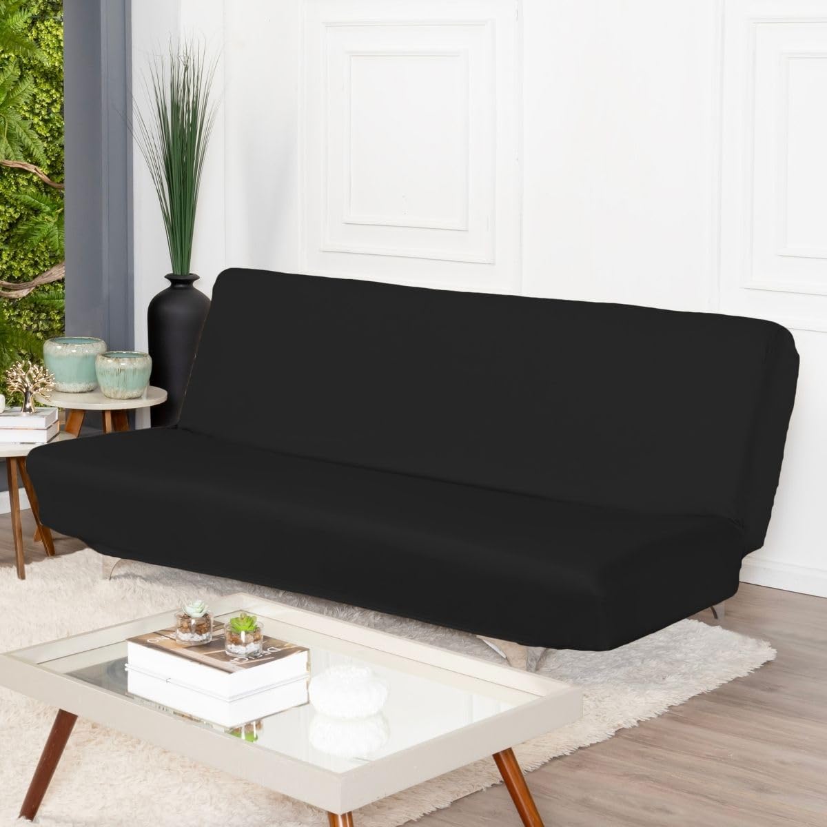 Capa De Sofá 3 Lugares Sem Apoio De Braço Fundas De Futon Elástica Em Malha Gel 1,80m a