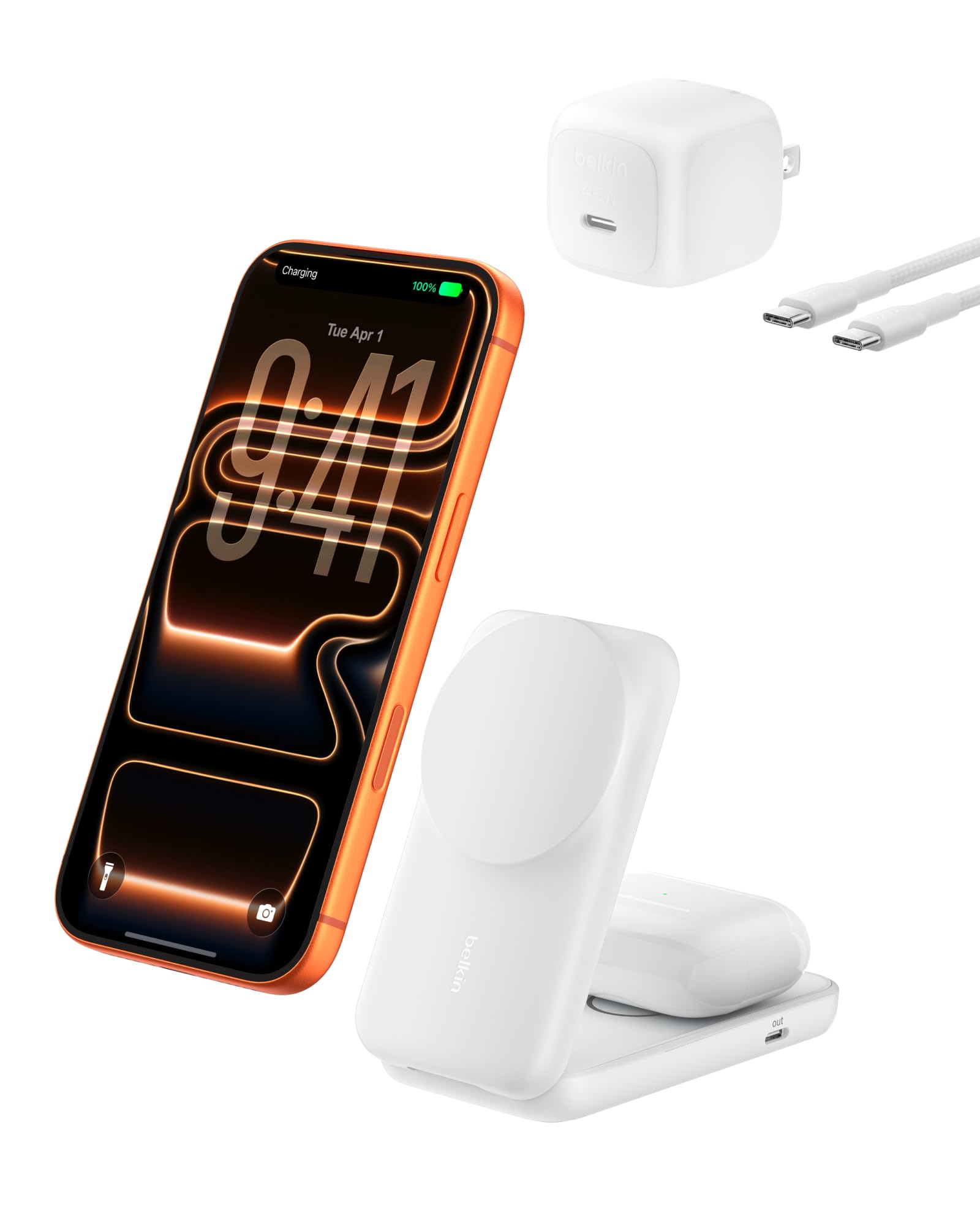 Belkin Compatível com carregador MagSafe, estação de carregamento sem fio Qi2 25W,
