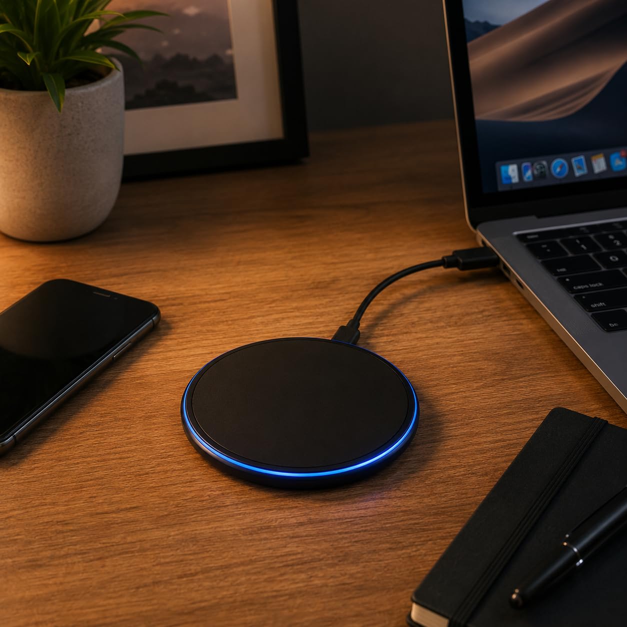 Carregador Sem Fio 20W Magnético Turbo, Indução Rápida com Cabo USB-C, Compatível com