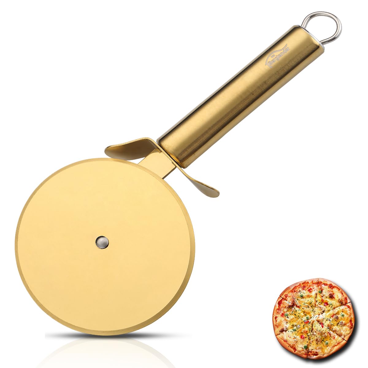 Berglander Roda de pizza, cortador de pizza de aço inoxidável banhado a titânio dourado,