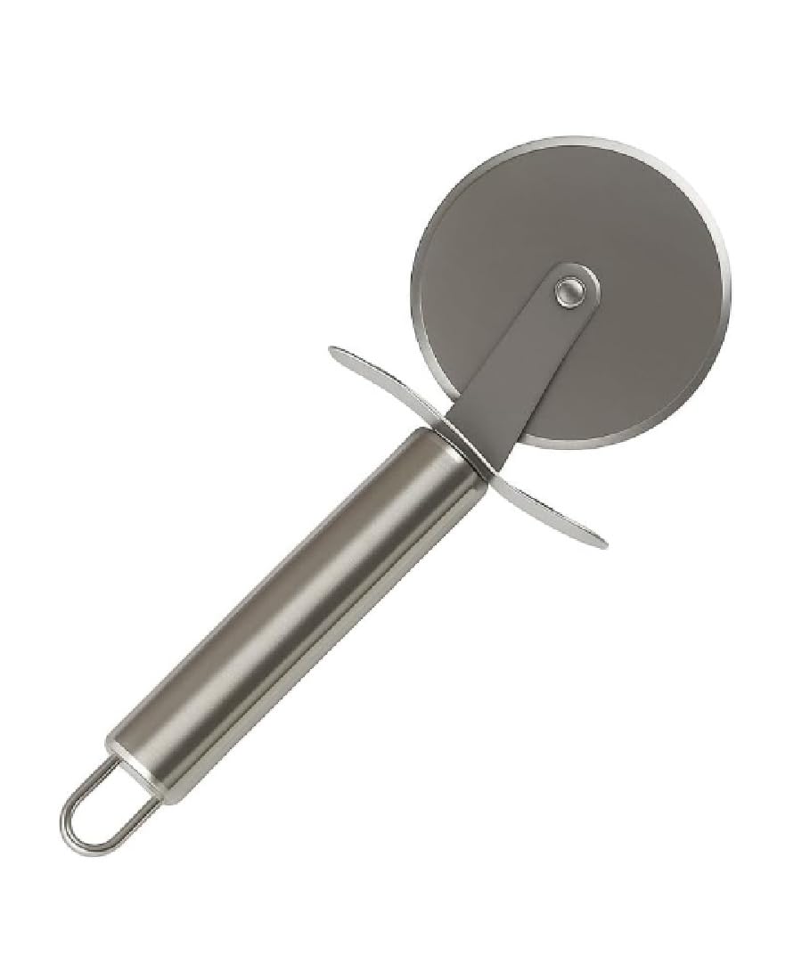 Cortador de Pizza em Aço Inoxidável 19cm Disco Giratório Afiado Cabo Ergonômico Uso