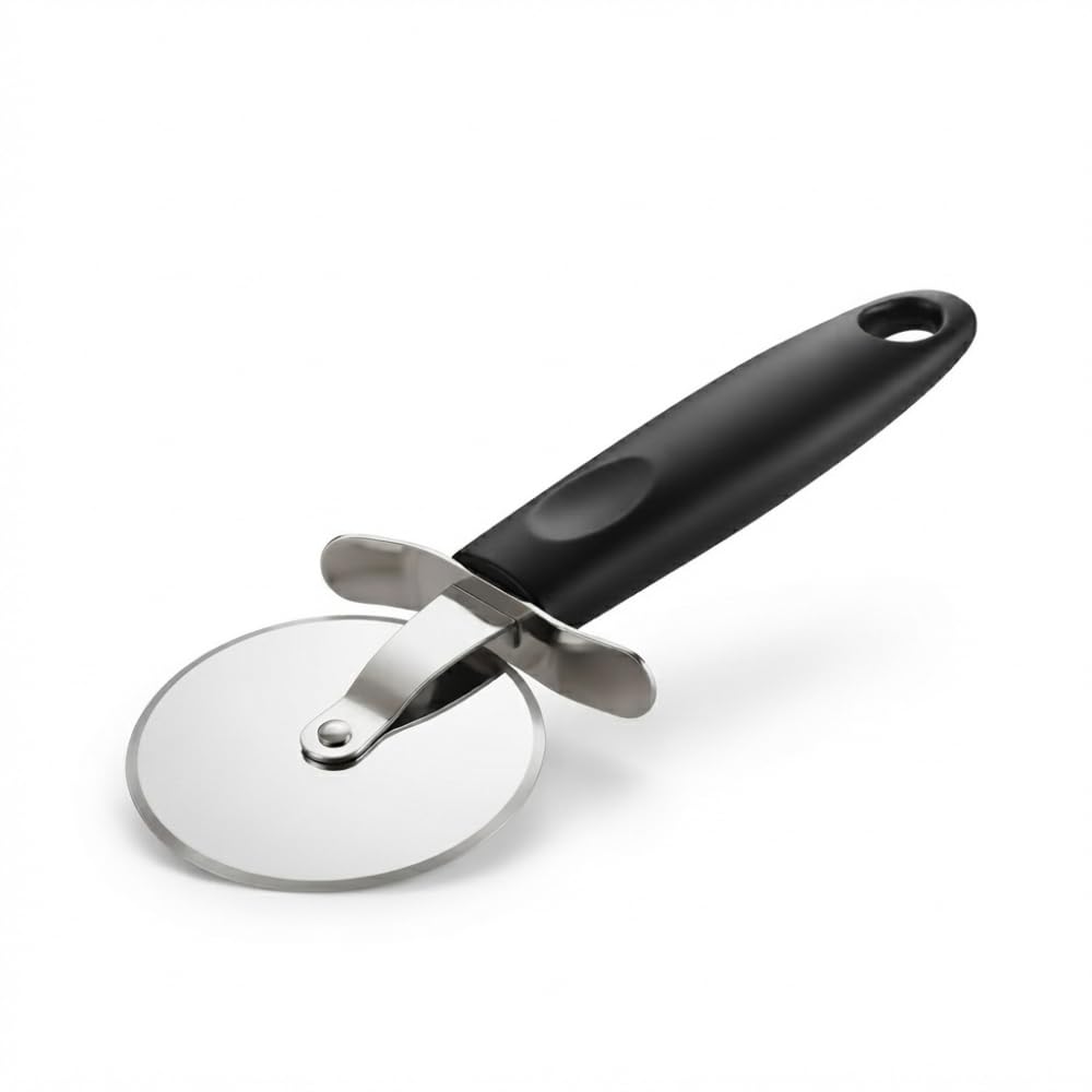 Cortador de Pizza em Inox com Disco Giratório para Uso Doméstico | Roda de 6,5 cm,
